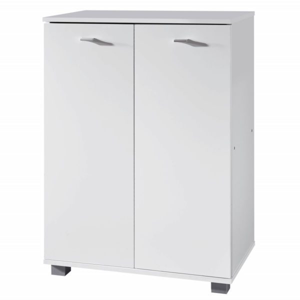 Design Schuhschrank NIMES modern Holz Weiss 12 Paar Schuhe 4 Faecher 2 Tueren