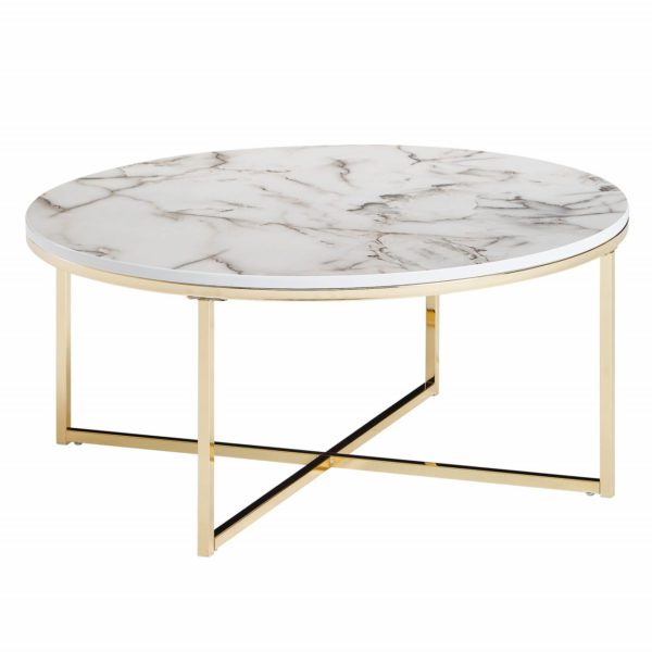 Couchtisch 80x36x80 cm mit Marmor Optik Weiss