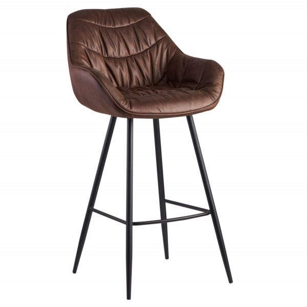 Barhocker Wildlederoptik Stoff Braun Hocker mit Lehne 56x108x59 cm