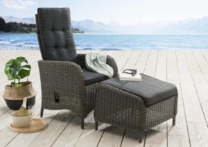 Balkonset PALMA mit Fusshocker CASA Vintage Weiss