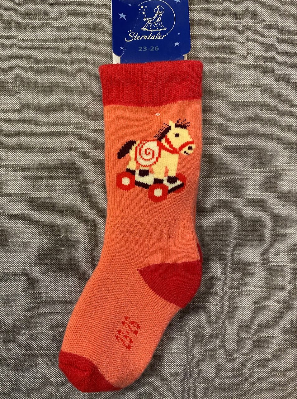 Pferd Kindersocken Gr 23 - 26, korallrot