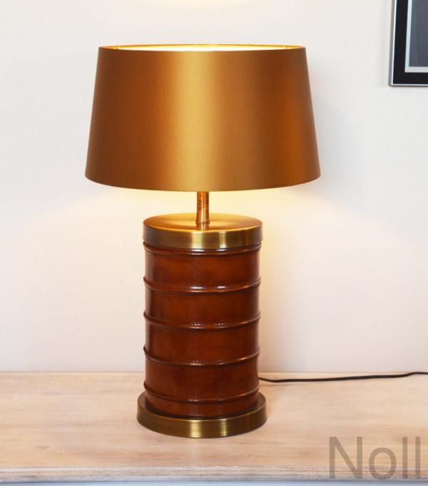 Tischlampe Lampenschirm Colmore Leder Gold