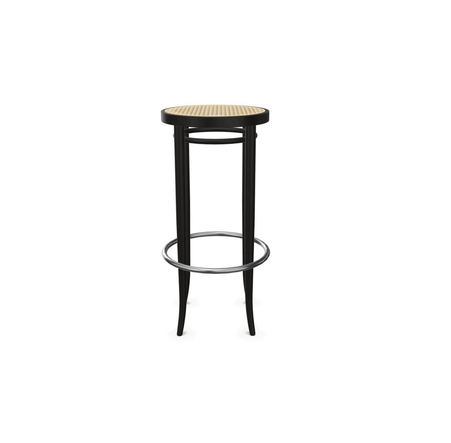 Barhocker 204 RH Sitz Rohrgeflecht Gestell Buche Gebeizt TP 29 Schwarz Fussstuetze...
