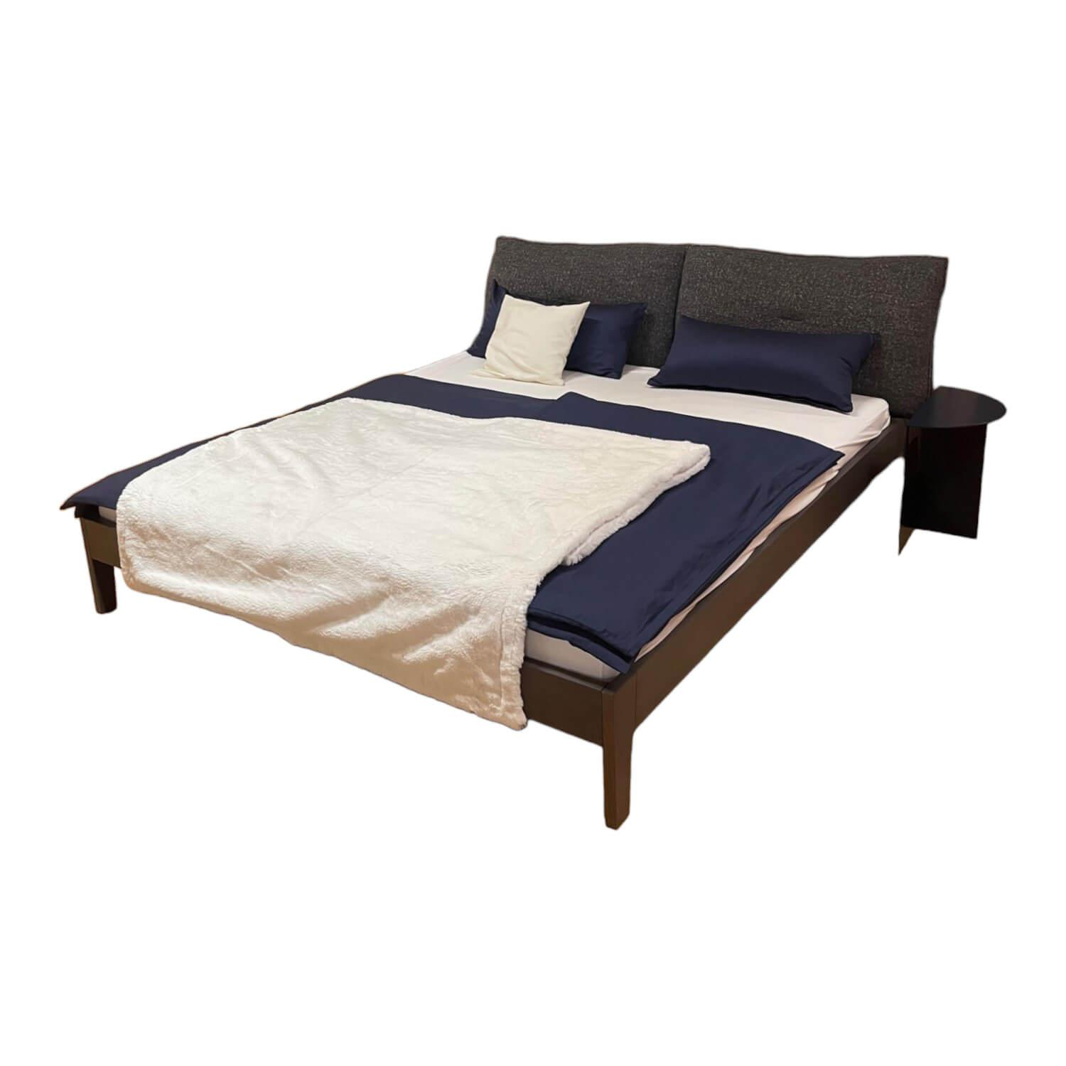 Bett Alva Eiche Schlammgrau Gebeizt Rueckenkissen Bezug Stoff Bouclé 172 Grau Ohn...
