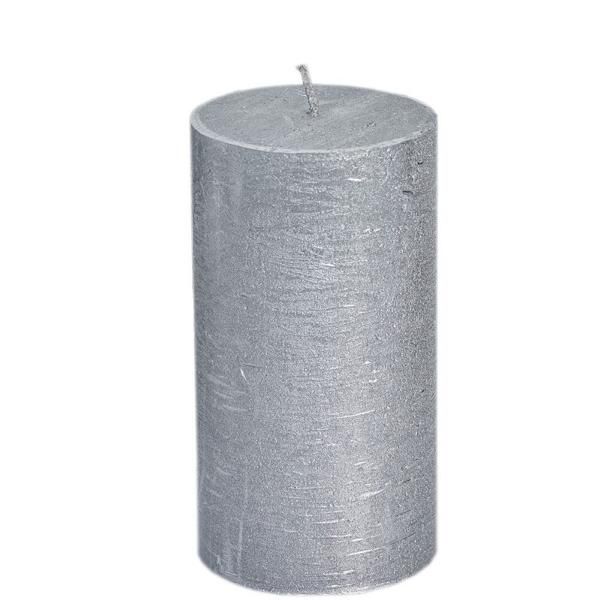 Stumpenkerze Silber 7x13 cm