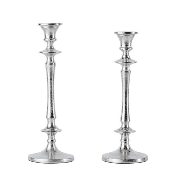 Kerzenst?nder 2er Set Silber f?r Stabkerzen 30 und 32 cm