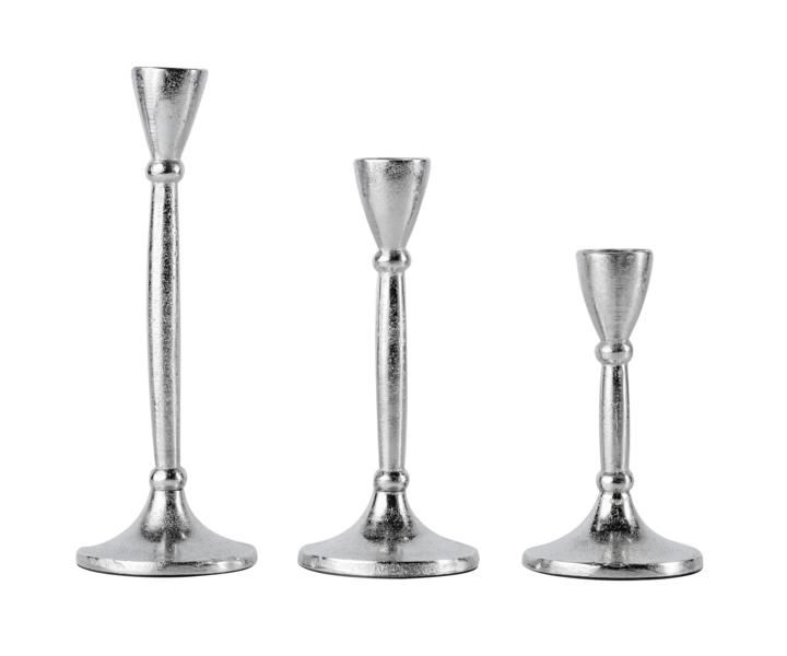 Kerzenst?nder 3er Set Silber f?r Stabkerzen 18, 23 und 28 cm