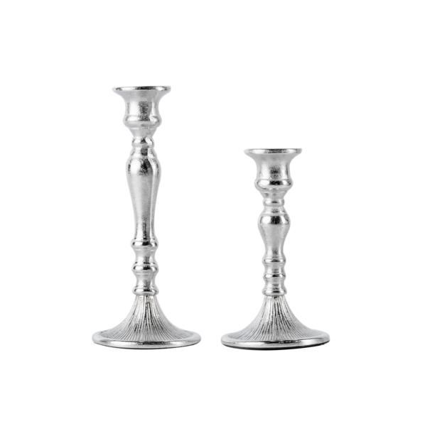 Kerzenst?nder 2er Set Silber f?r Stabkerzen 19 und 25 cm