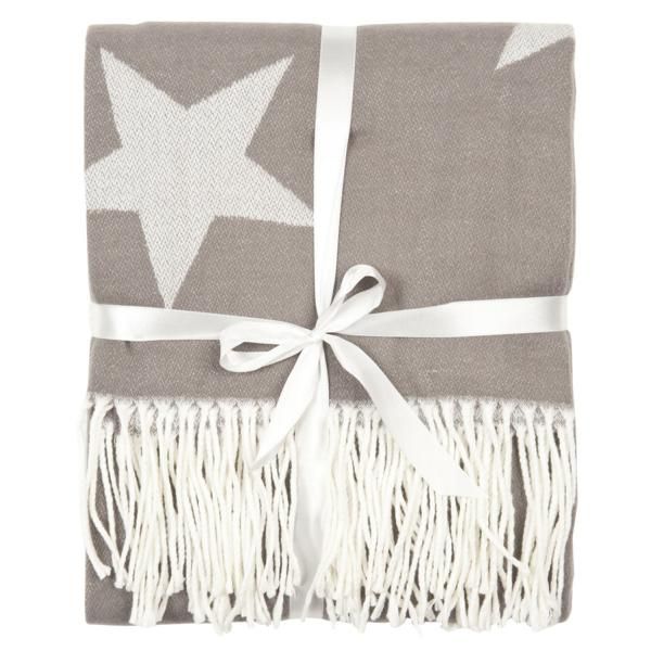 Wolldecke Clayre & Eef Stern Star Grau 150x130 cm