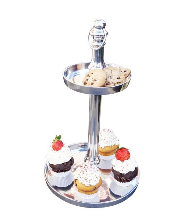 Etagere Aluminium Silber Zweist?ckig XL