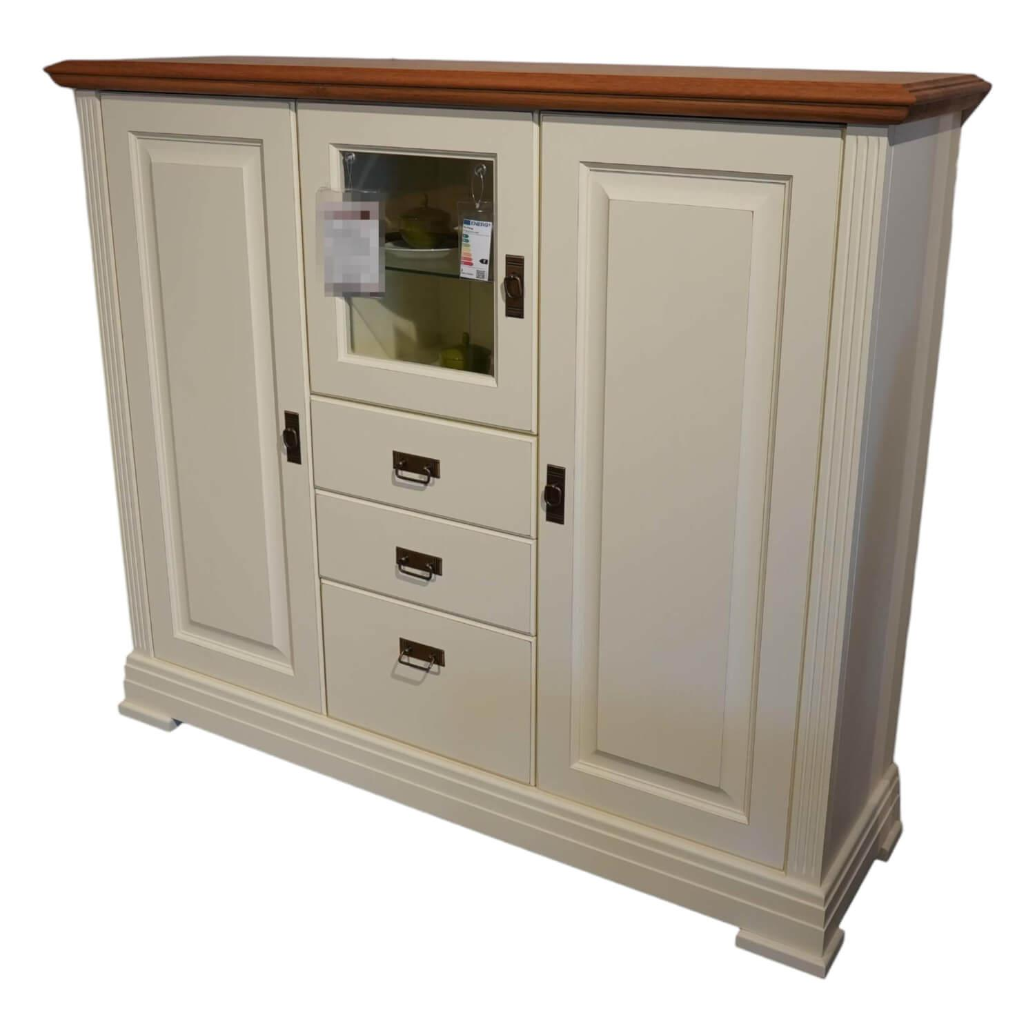 Highboard Nordic-Home Wildeiche Natur Geoelt Lack Champagner