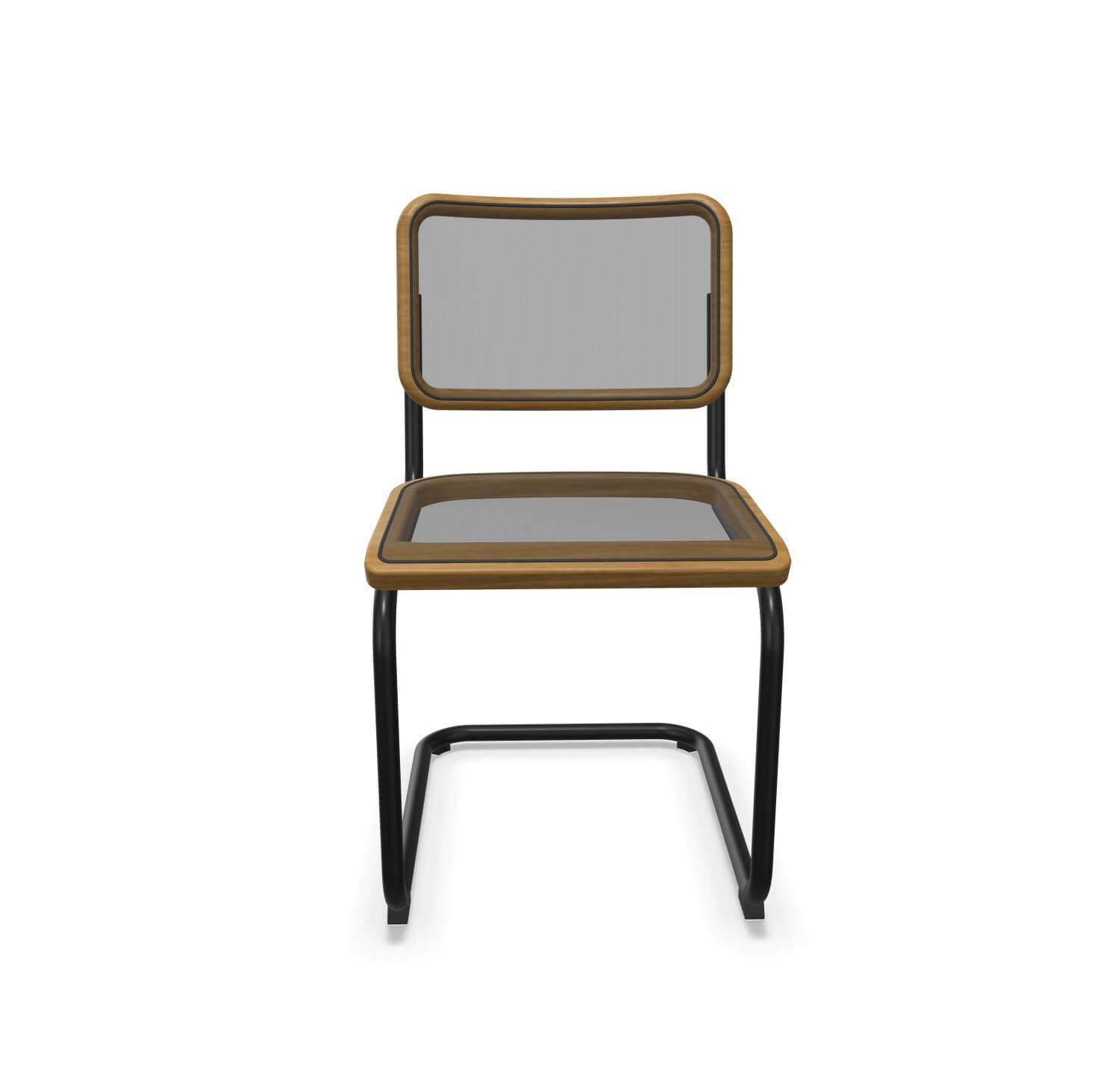 Stuhl S32 N Pure Sitz Und Rueckenbespannung Kunststoffnetz Schwarz Rahmen Eiche G...