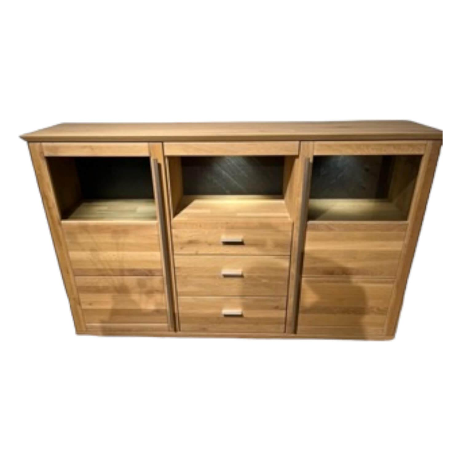Highboard Faro Plus 155122 Wildeiche Massiv Bianco Geoelt Mit Beleuchtung