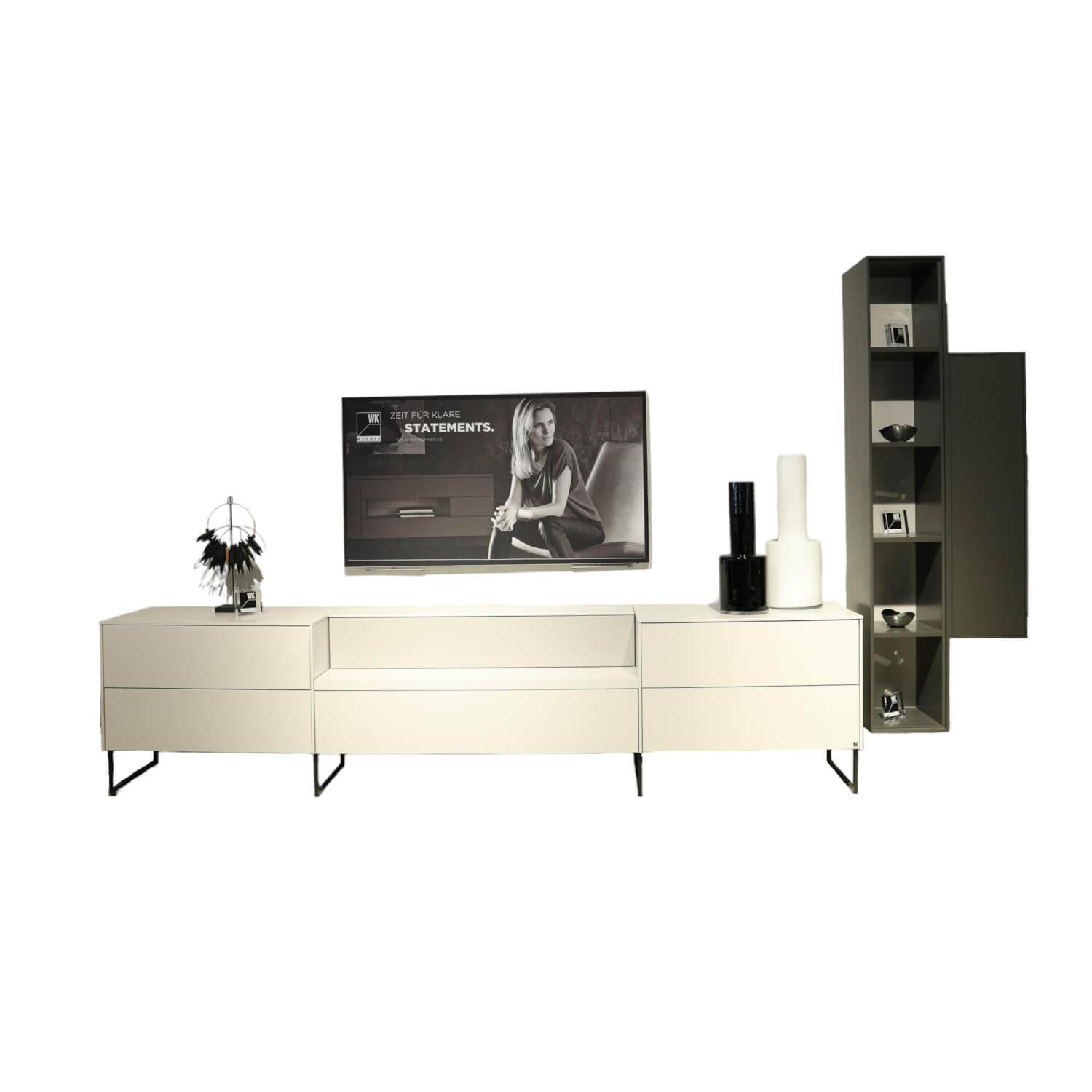 Wohnwand WK 419 Intono Lack 437 Quarz Weiss Und Lack 407 Steingrau Grau
