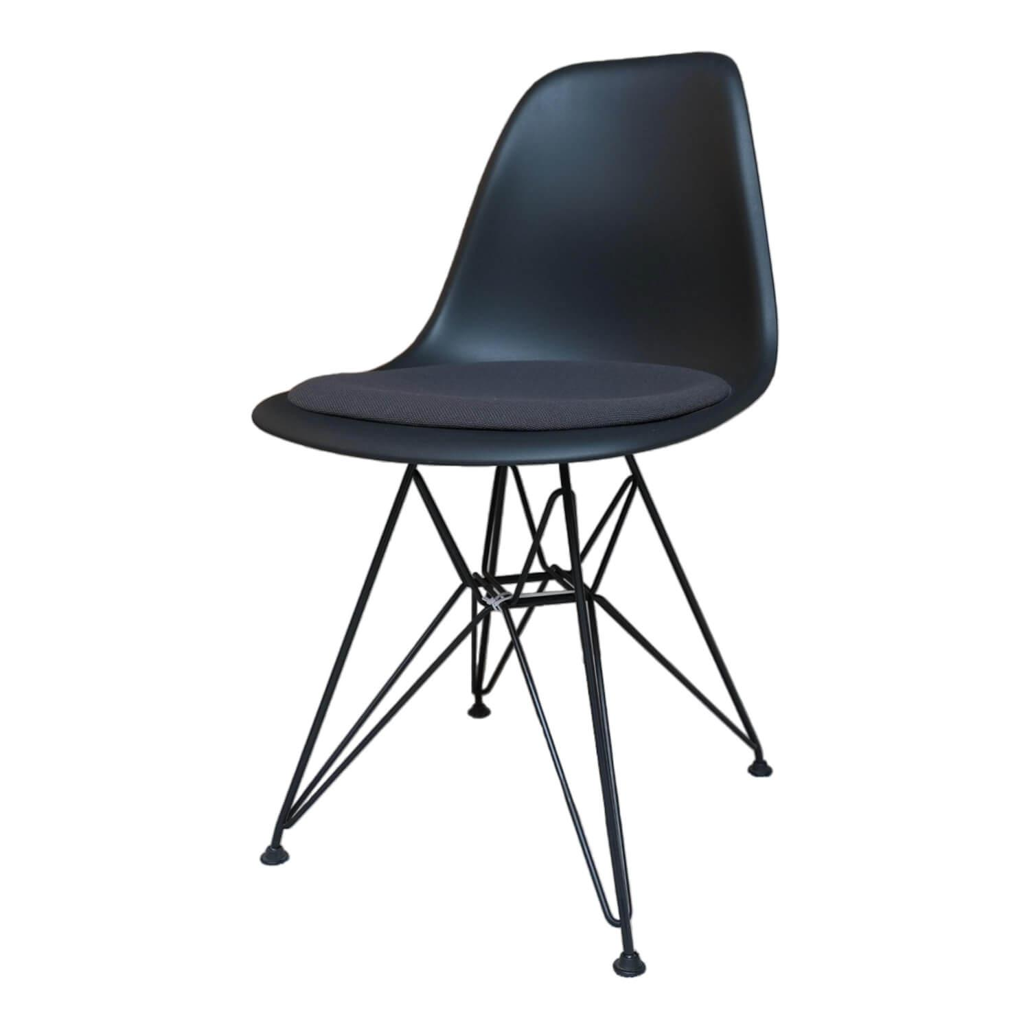 Stuhl Eames Plastic Side Chair DSR Stoff Hopsak Dunkelgrau Drahtgestell Basic Da...