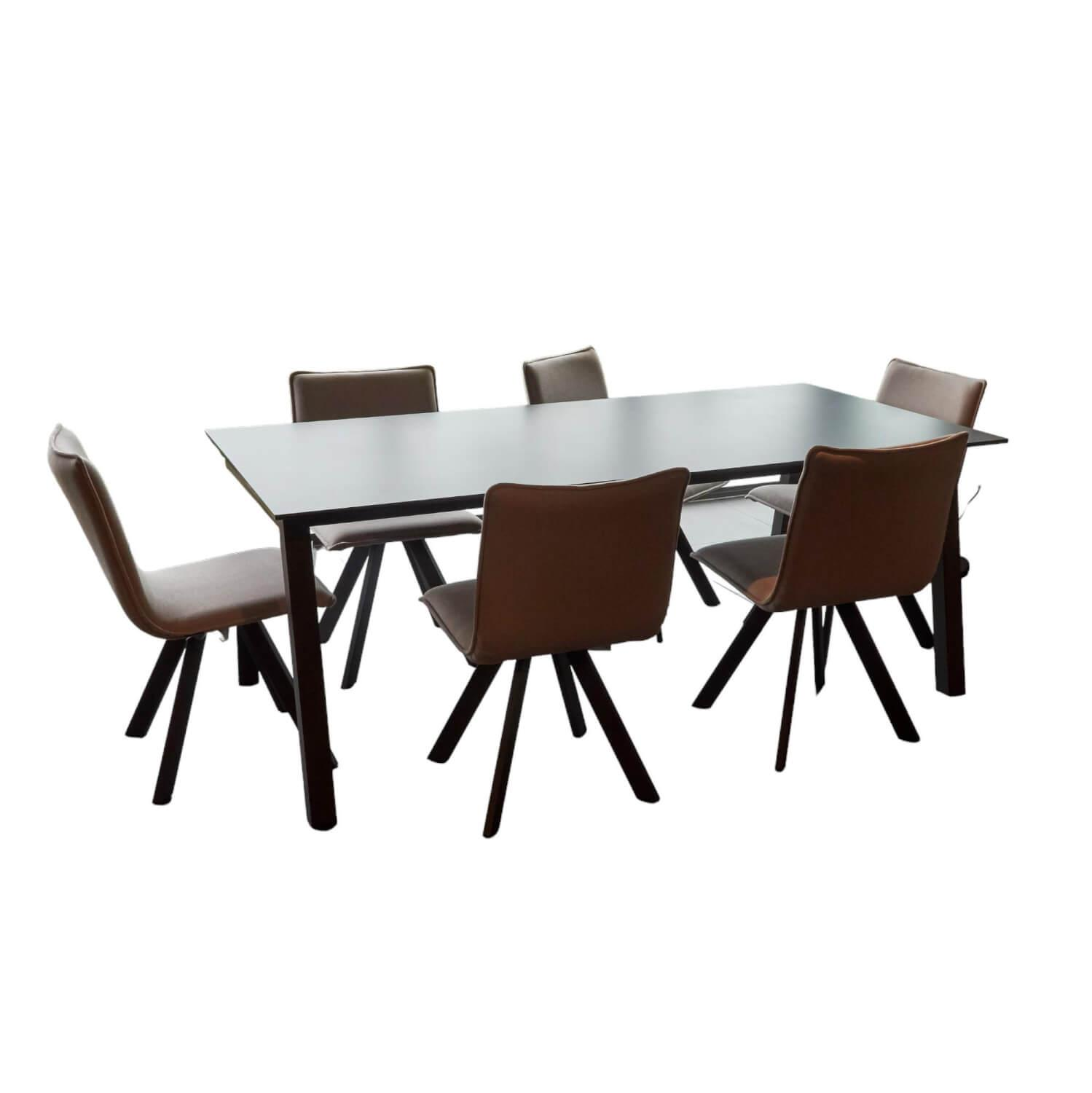 Esstisch Salerno Mit 6 Stuehlen Platte Keramik Anthrazit Gestell Metall Anthrazit...