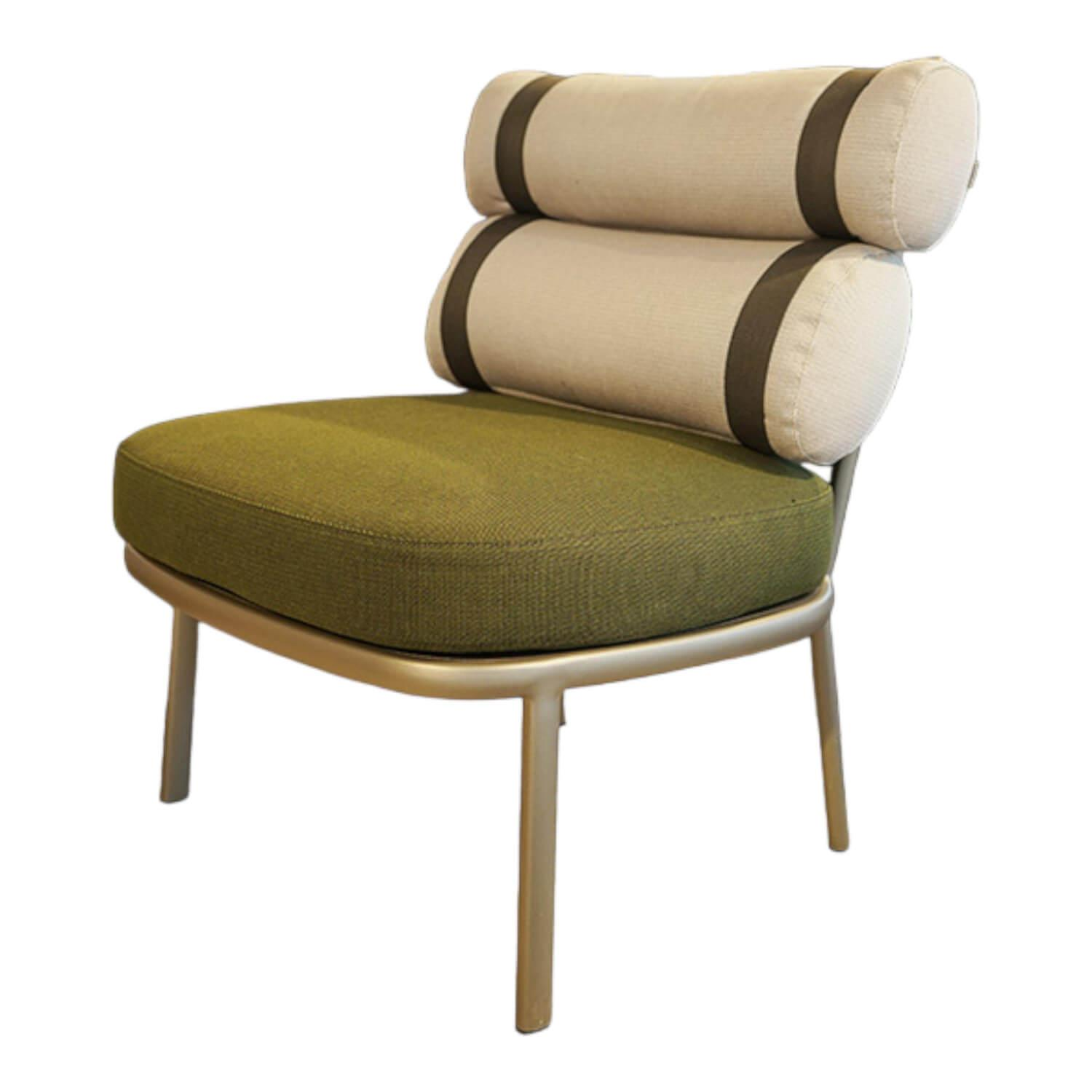 Outdoor Clubsessel Roll Bezug Sitzkissen Stoff Dedar Lam 288 Gruen Gestell Alumin...