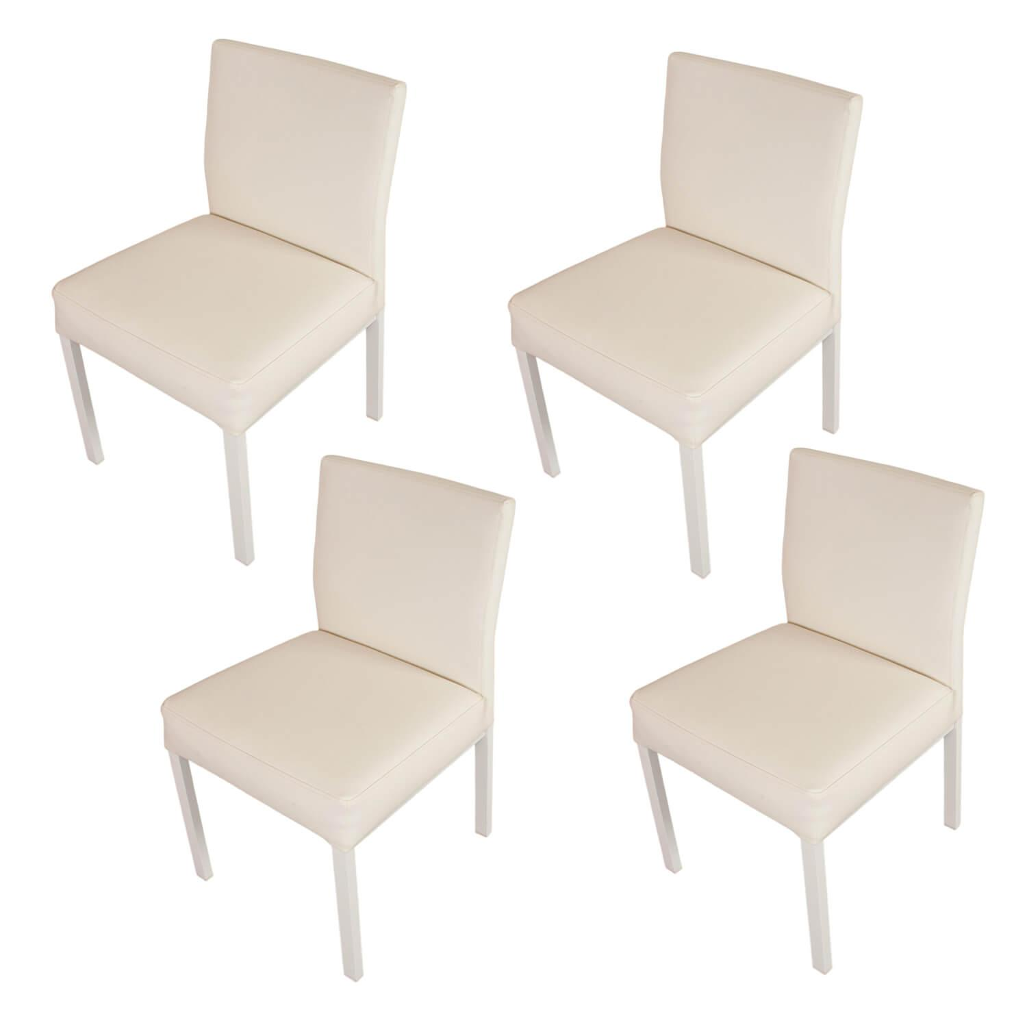 4er-Set Outdoorstuehle Liner Kunstleder Weiss