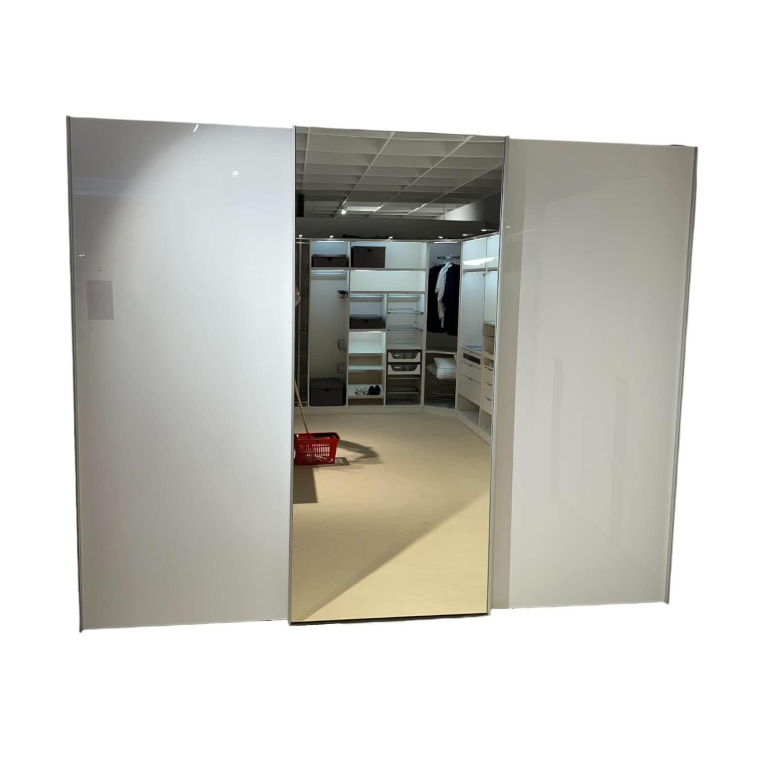 Kleiderschrank Multi-Forma ll Lack Hochglanz-Reinweiss Griffleiste Schieber Alu