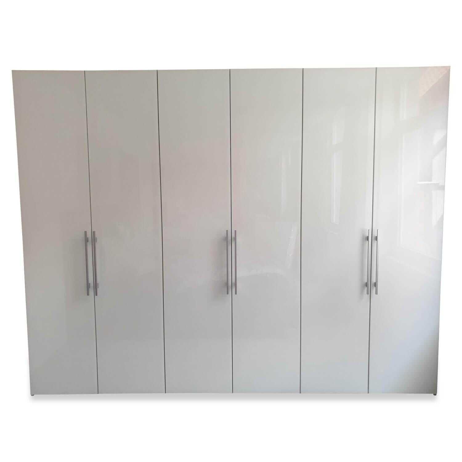 Kleiderschrank Isone Weiss Matt Tueren Glas Weiss Glaenzend
