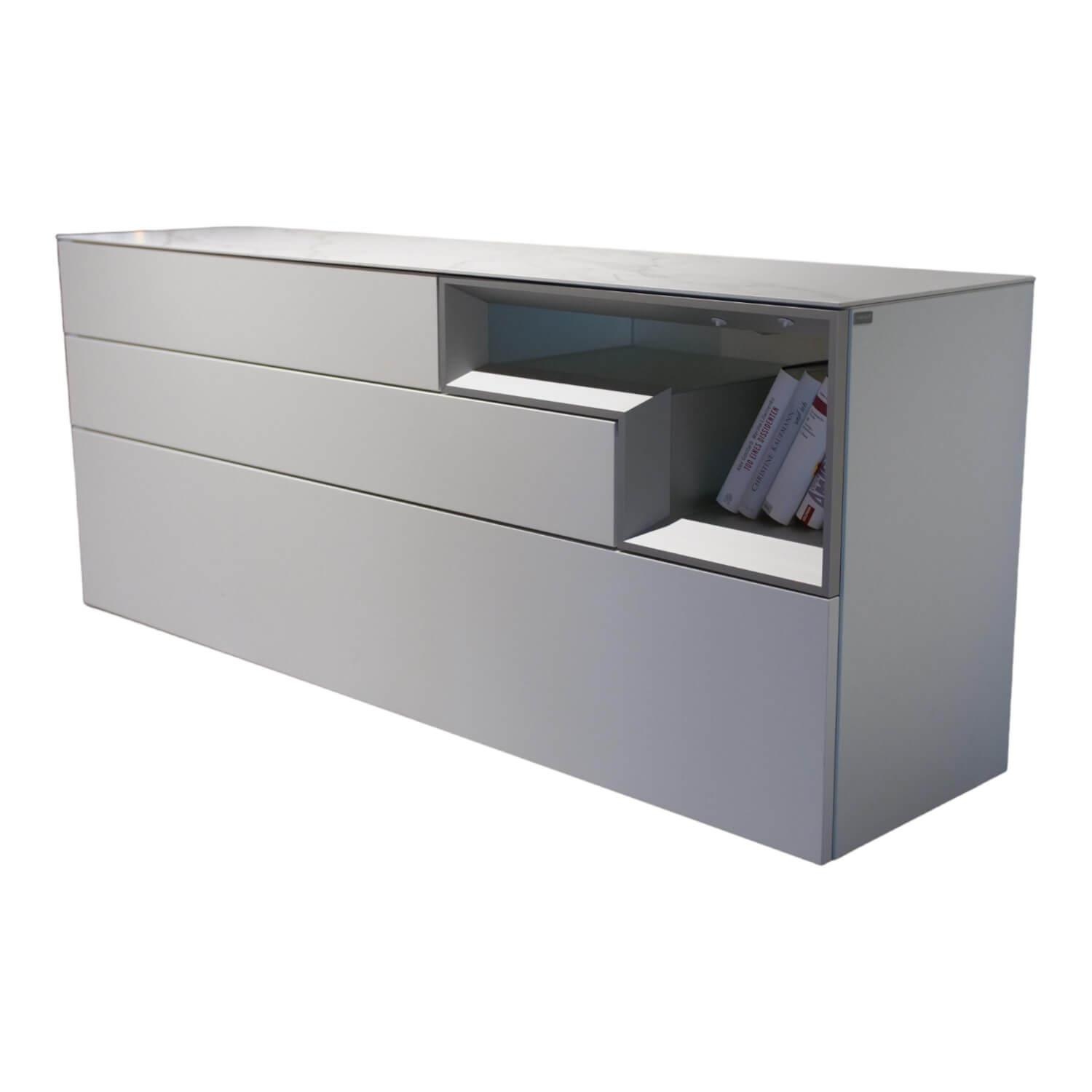 Sideboard Tetrim 4174112 Lack Reinweiss Rahmen Silber Mit Beleuchtung