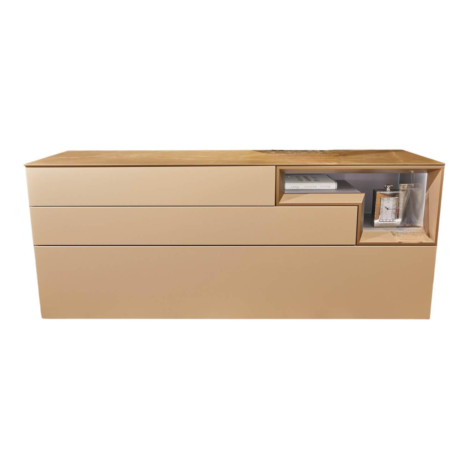 Sideboard Tetrim Lack Seidengrau Abdeckplatte Keramik Pulpis Rahmen Bronzefarbig...