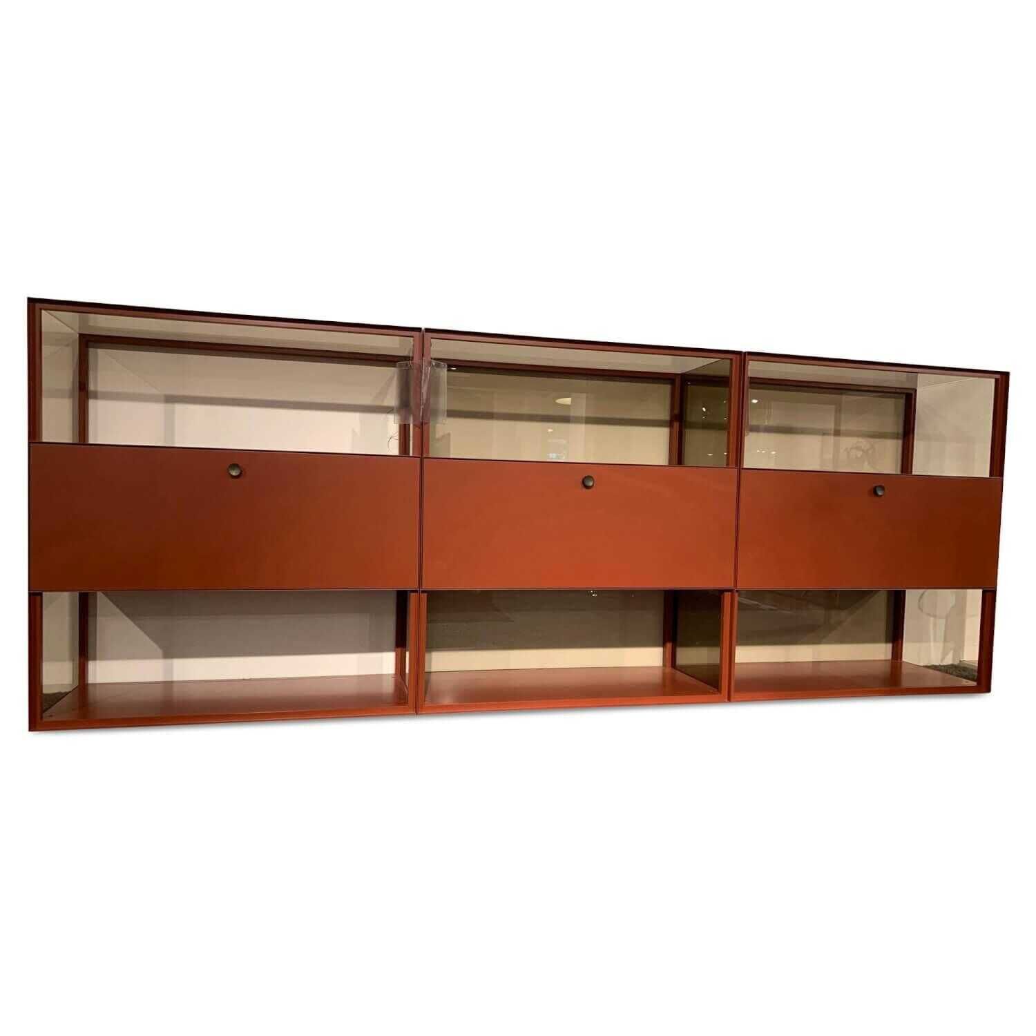 Raumteiler-Regal Mesh 3-teilig Mattlack Grau Rot