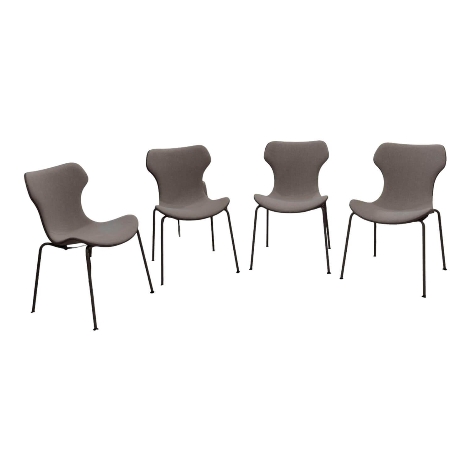 4-er Set Stuhl Papilio SH1I Stoff Lidia Bastfarben Gestell Stahlrohr Greige Lack...