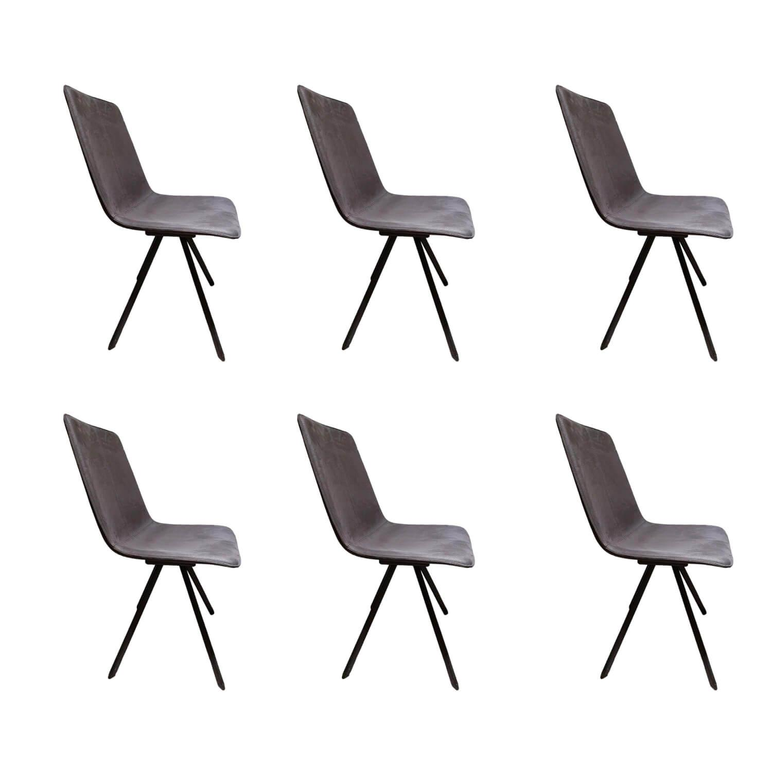 6er Set Stuhl Aria Bezug Stoff Georgia 420 Grau Fuesse Stahl Pulverbeschichtet Sch...