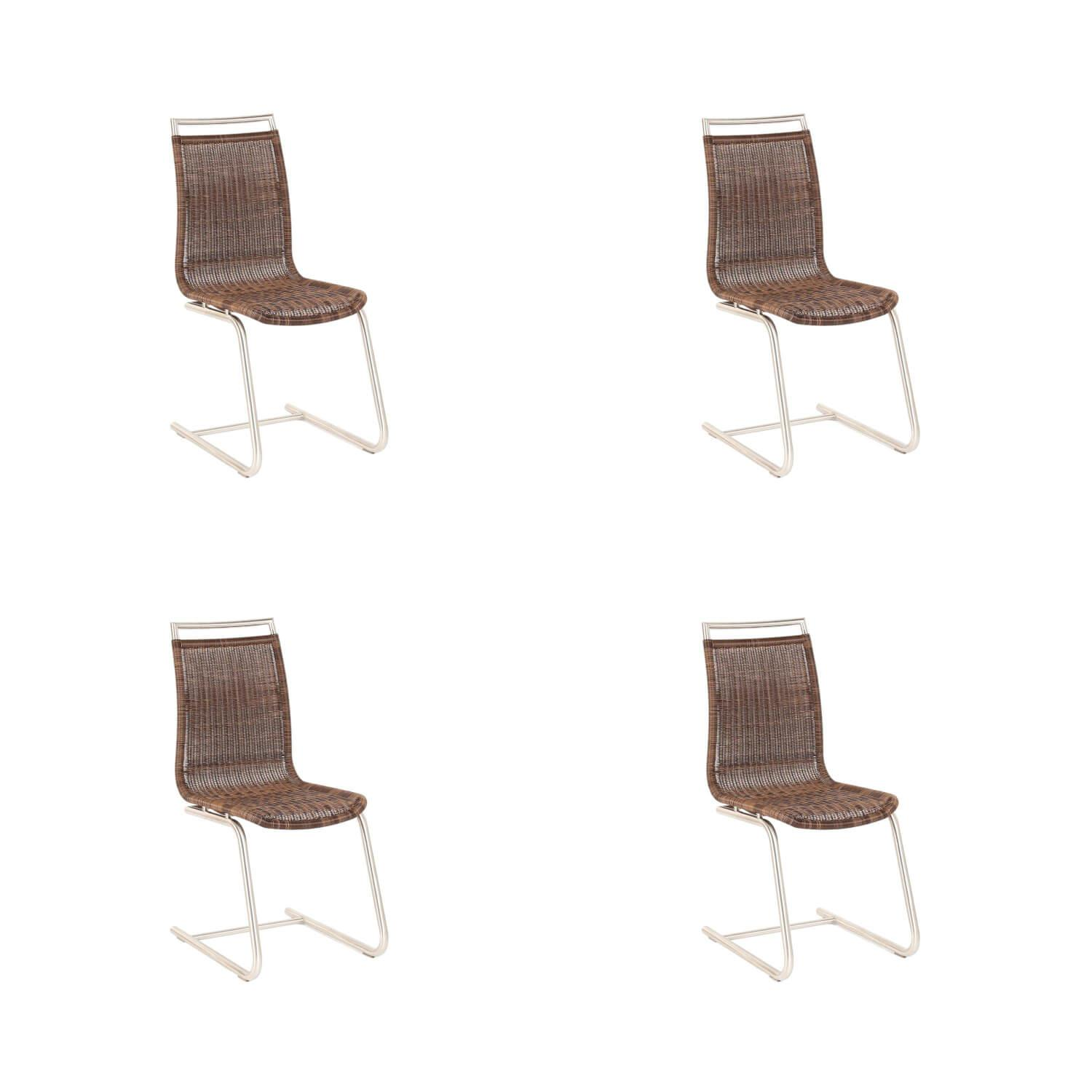 4er Set Freischwinger Jenny Mit Edelstahlgriff Coffe Creme Braun Untergestell R...