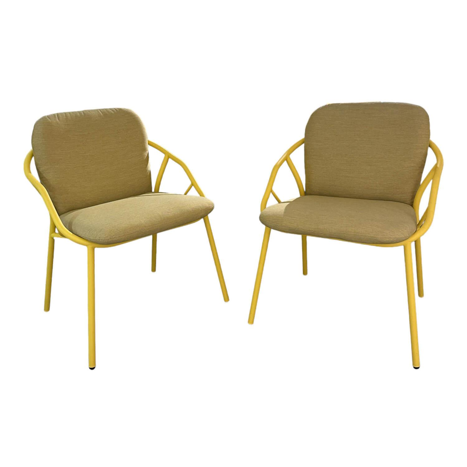 2er Set Outdoor-Stuhl Nansa Bezug Stoff Agora Panama Citron 8003 Gelb Gestell Al...