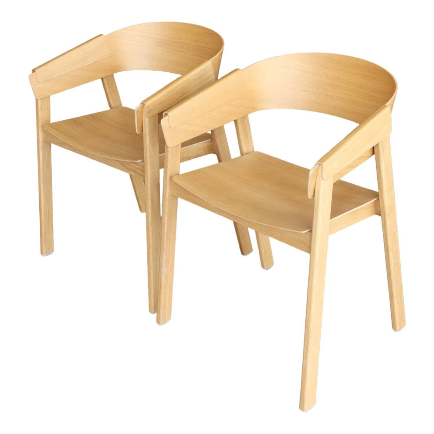 2 er Set Armchair Cover Side Eiche 4-Fussgestell