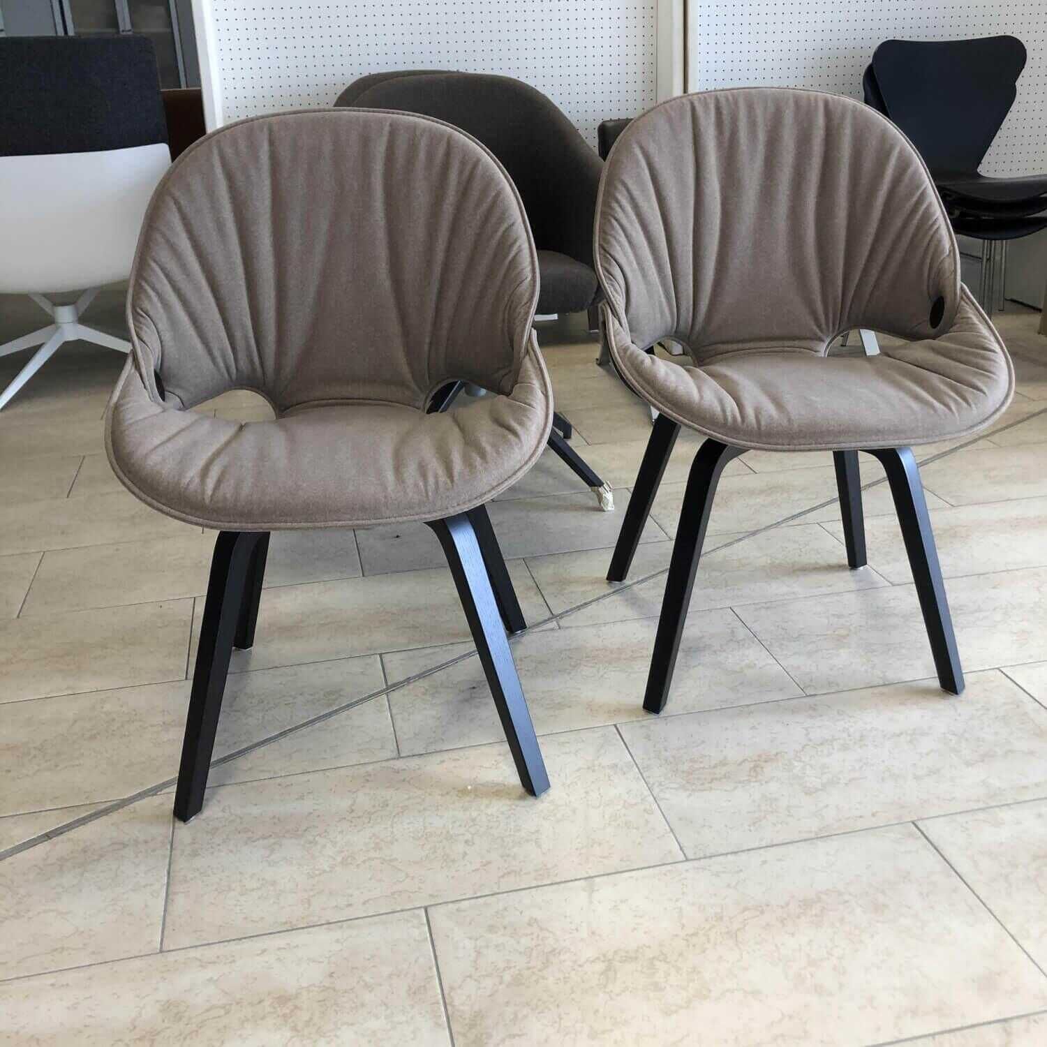 2er-Set Stuhl Flat 4ND Stoff Braun Holzfuss