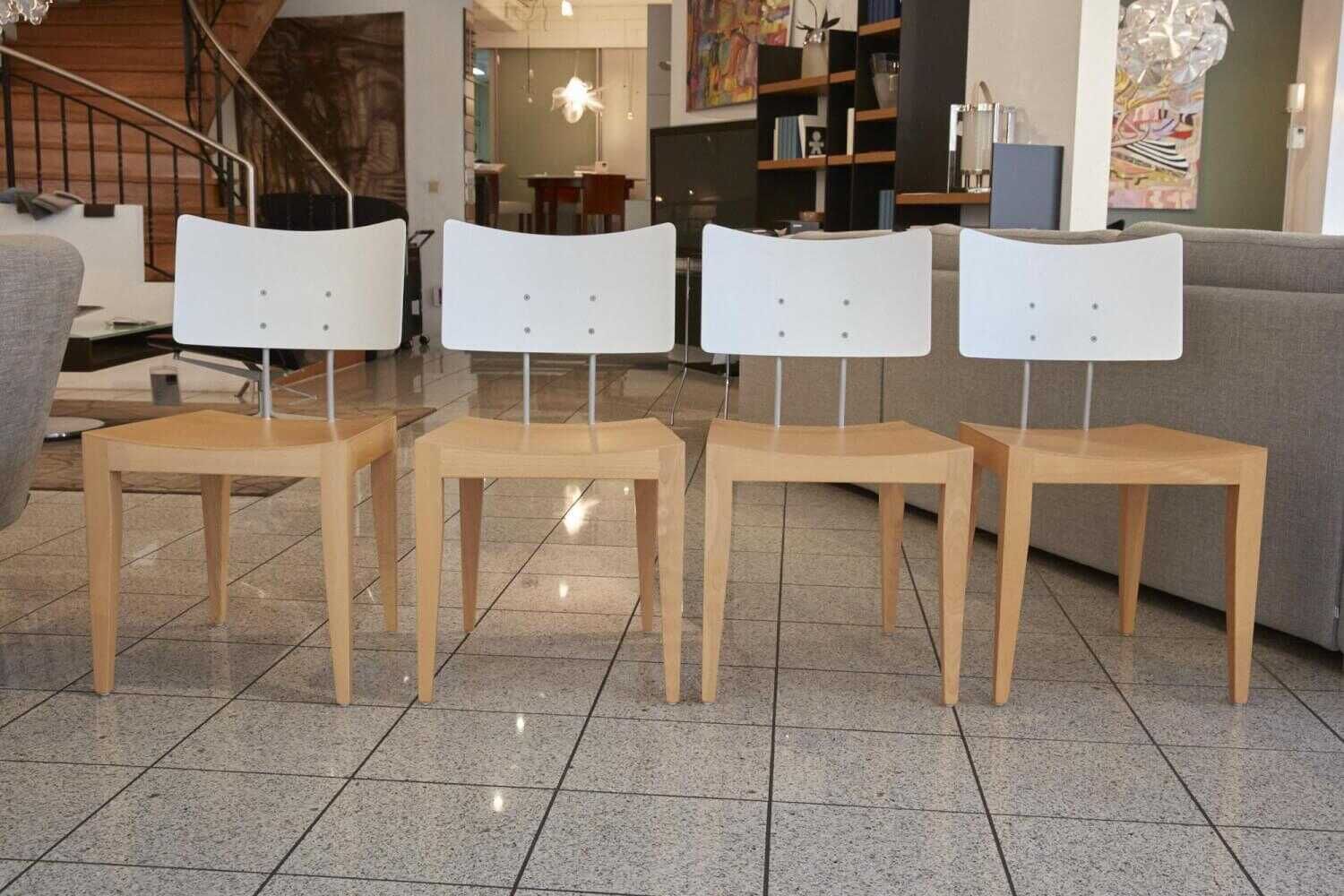 4er-Set Stuhl 711-25 Sitz Sperrholz Buche Ruecken Edelstahl