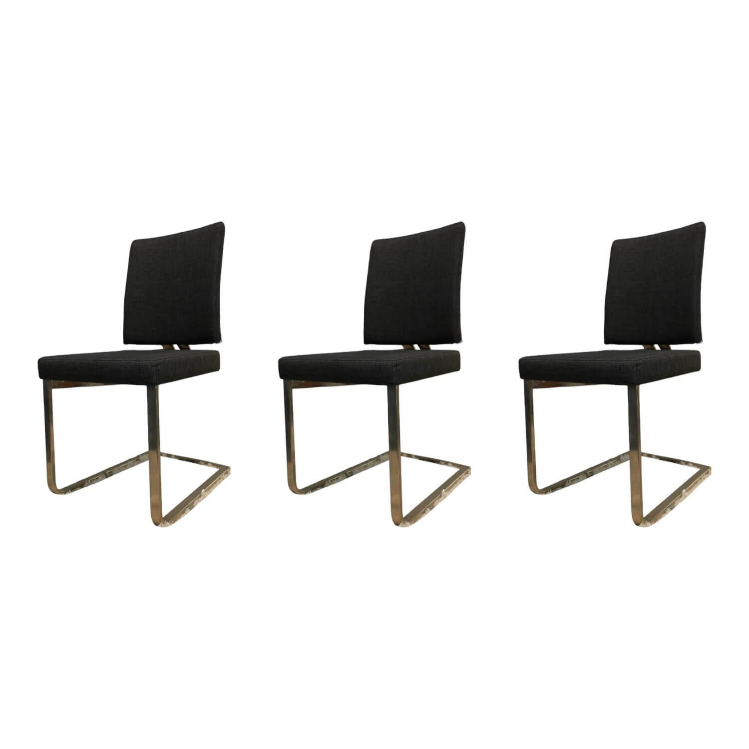 3er-Stuhlset Freischwinger Verena In Stoff Oxford Uni Mocca Schwarz Braun Gestel...
