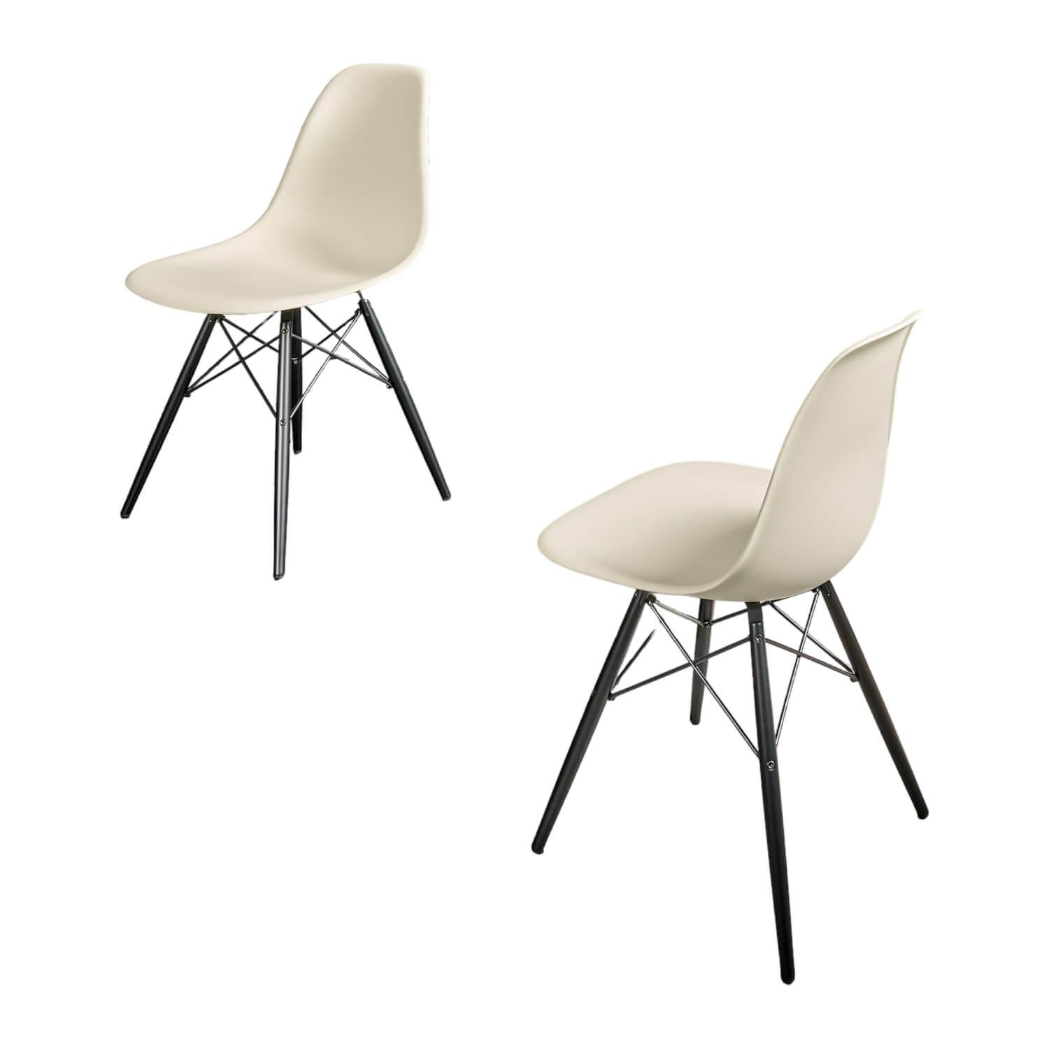 2er-Set Eames Plastik Side Chair DSW Sitzschale Kunststoff Kieselstein Gestell A...