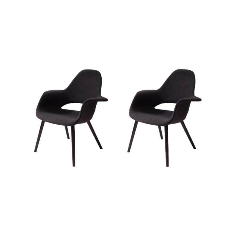2er Set Stuhl Organic Chair Bezug Stoff Cosy Schwarz Gestell Esche Schwarz Mit F...