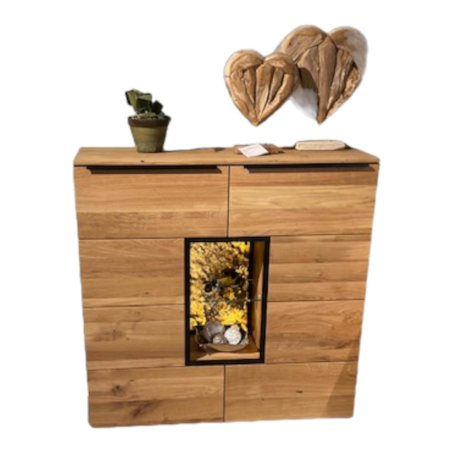 Highboard Solantis Asteiche Natur Geoelt Mit Beleuchtung Und Funkdimmer