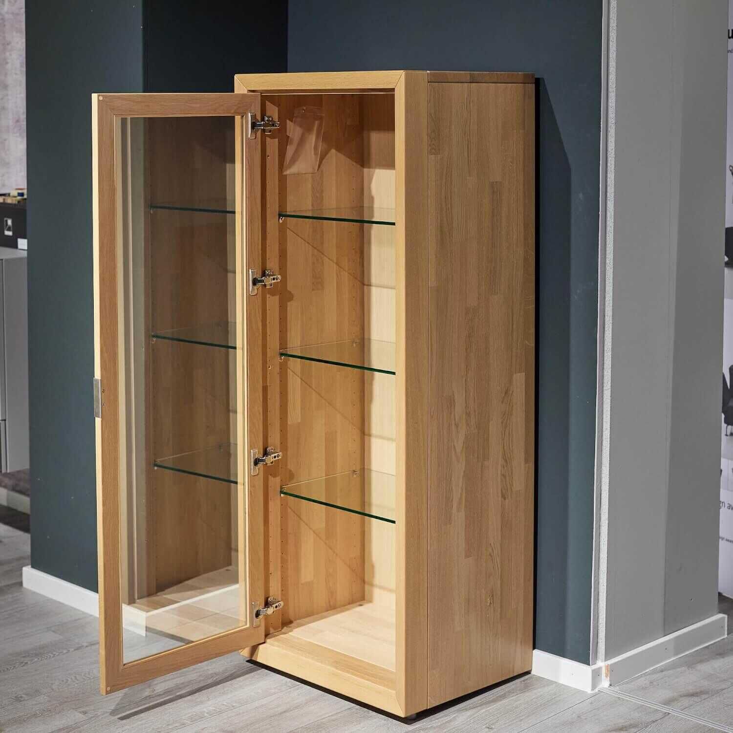 Vitrine Lilium Eiche Sand Massiv Klarglas