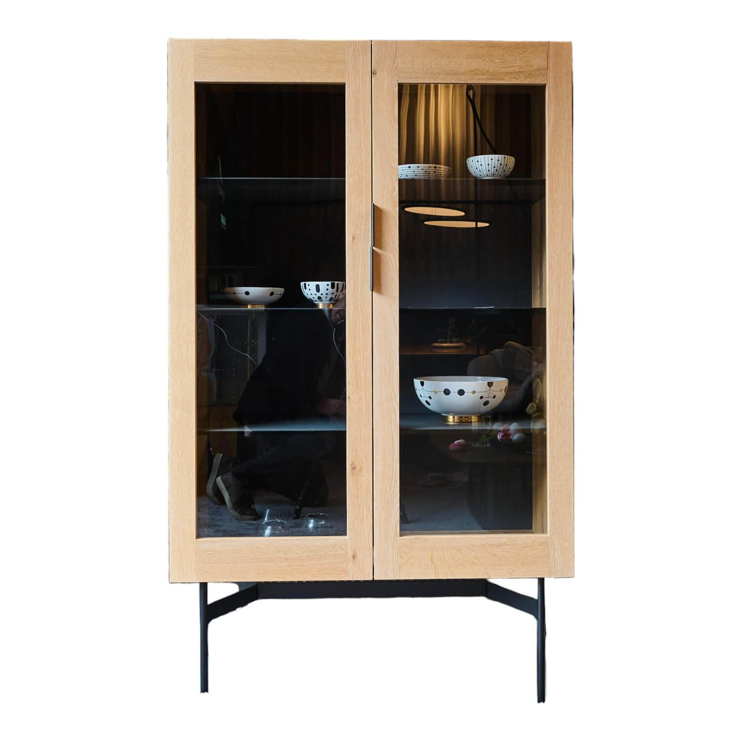 Vitrine BC04 Offen Eiche Weiss Pigmentiert Mit Glasscheiben