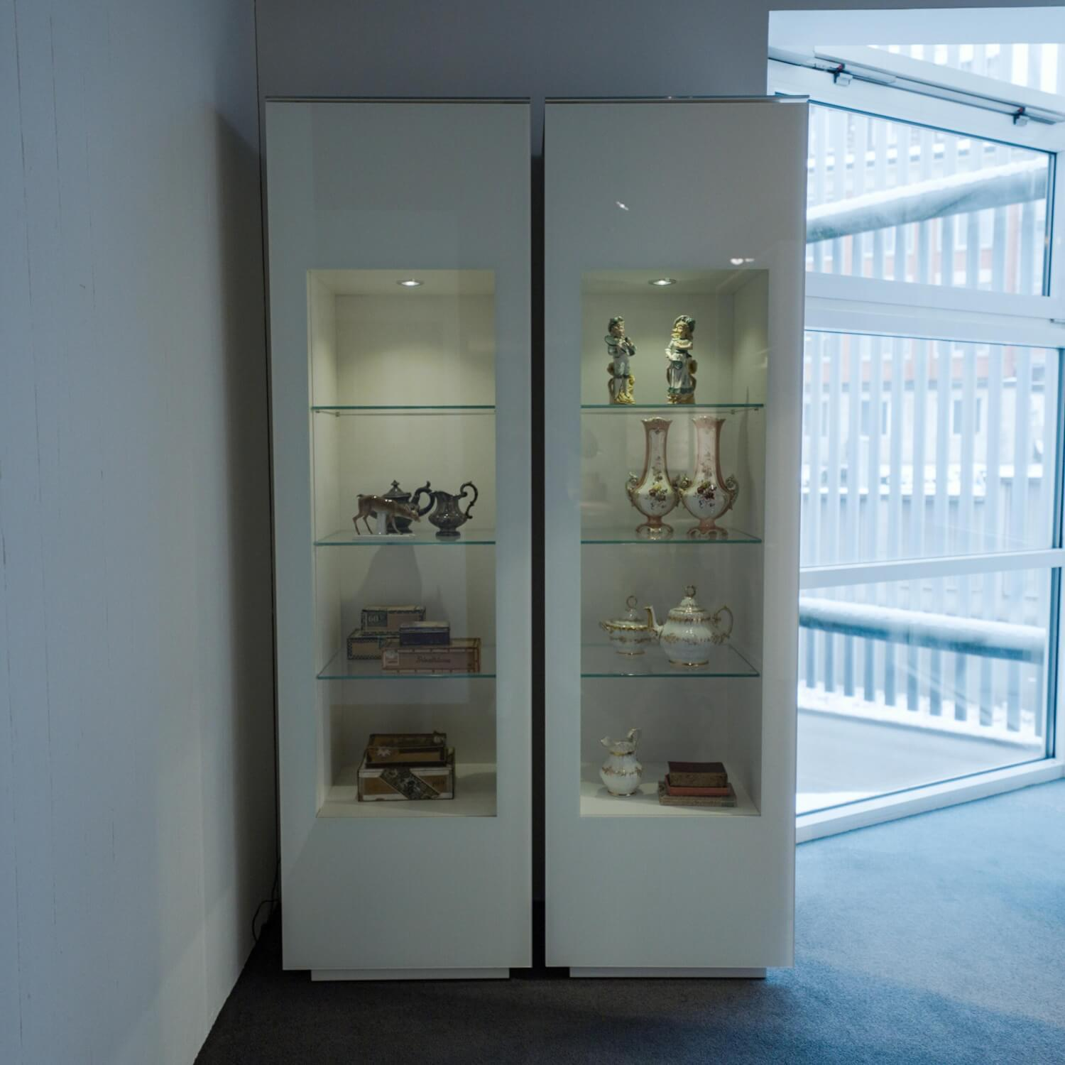 2er-Set Vitrine WK 483 Cristall Lack Und Glas Verkehrsweiss