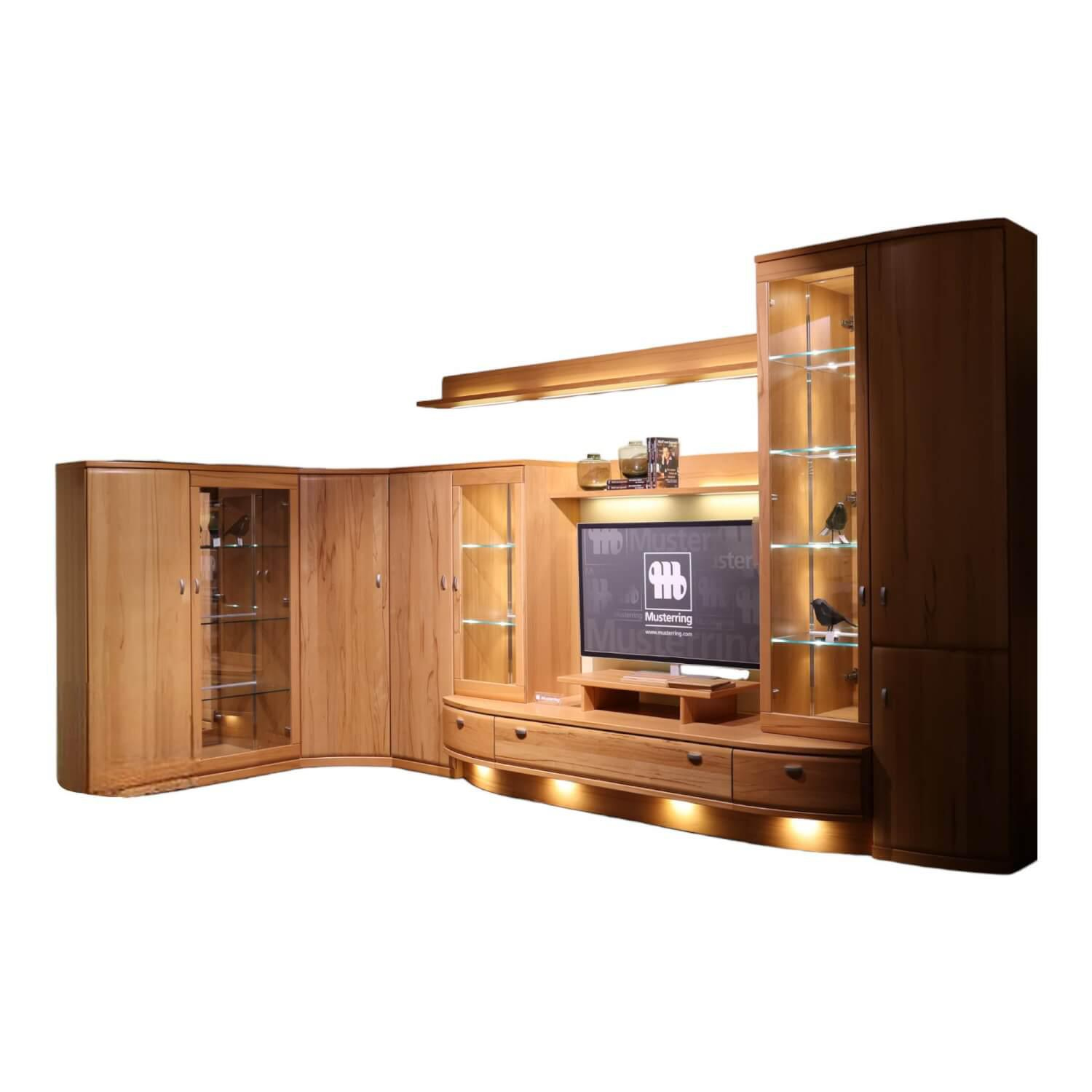 Wohnwand Und Higboard Kiana VZ 66014G + 66015G Kernbuche Teilmassiv Mit Beleucht...