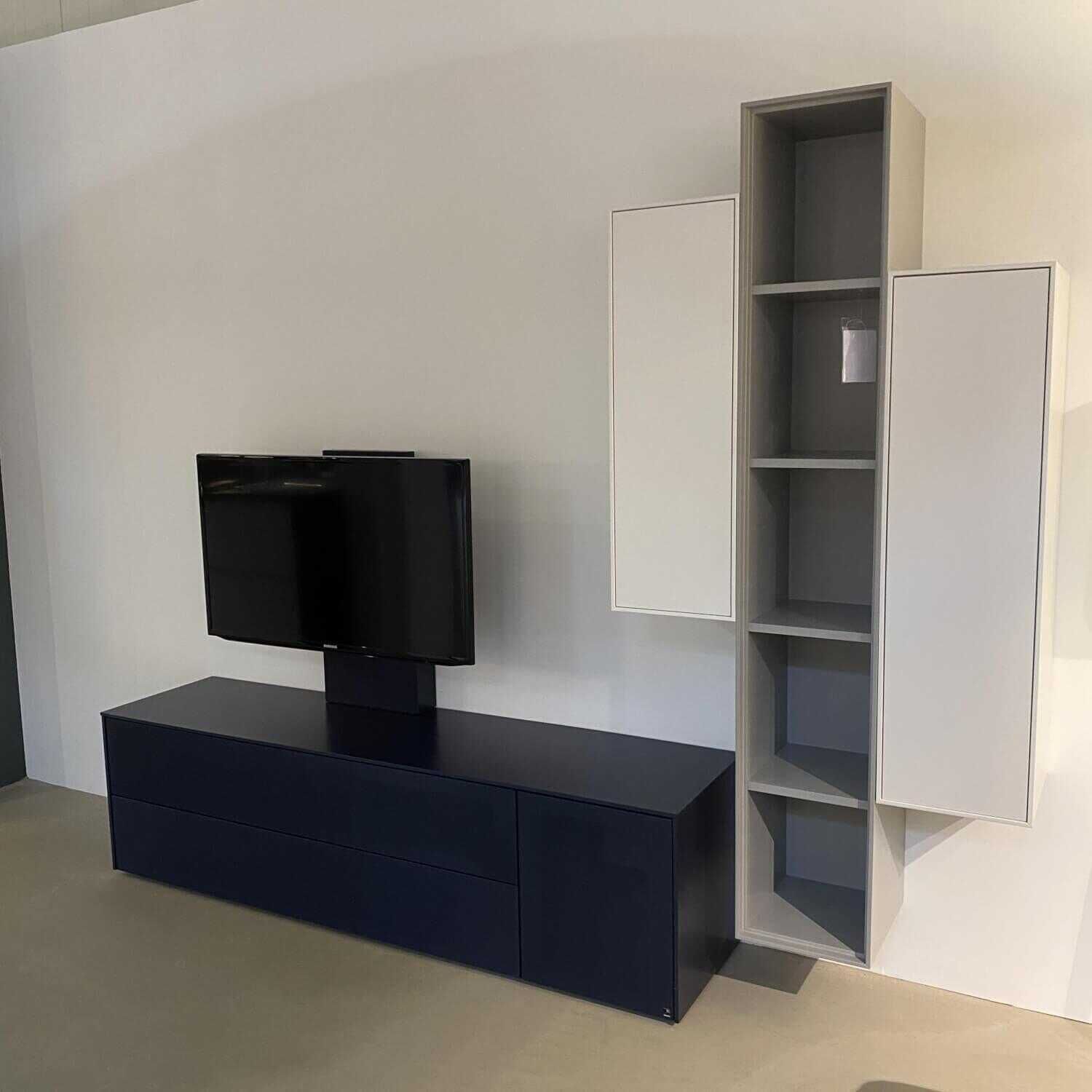 Anbauwand Intono Lack Schwarzblau Mit Tv-Halterung