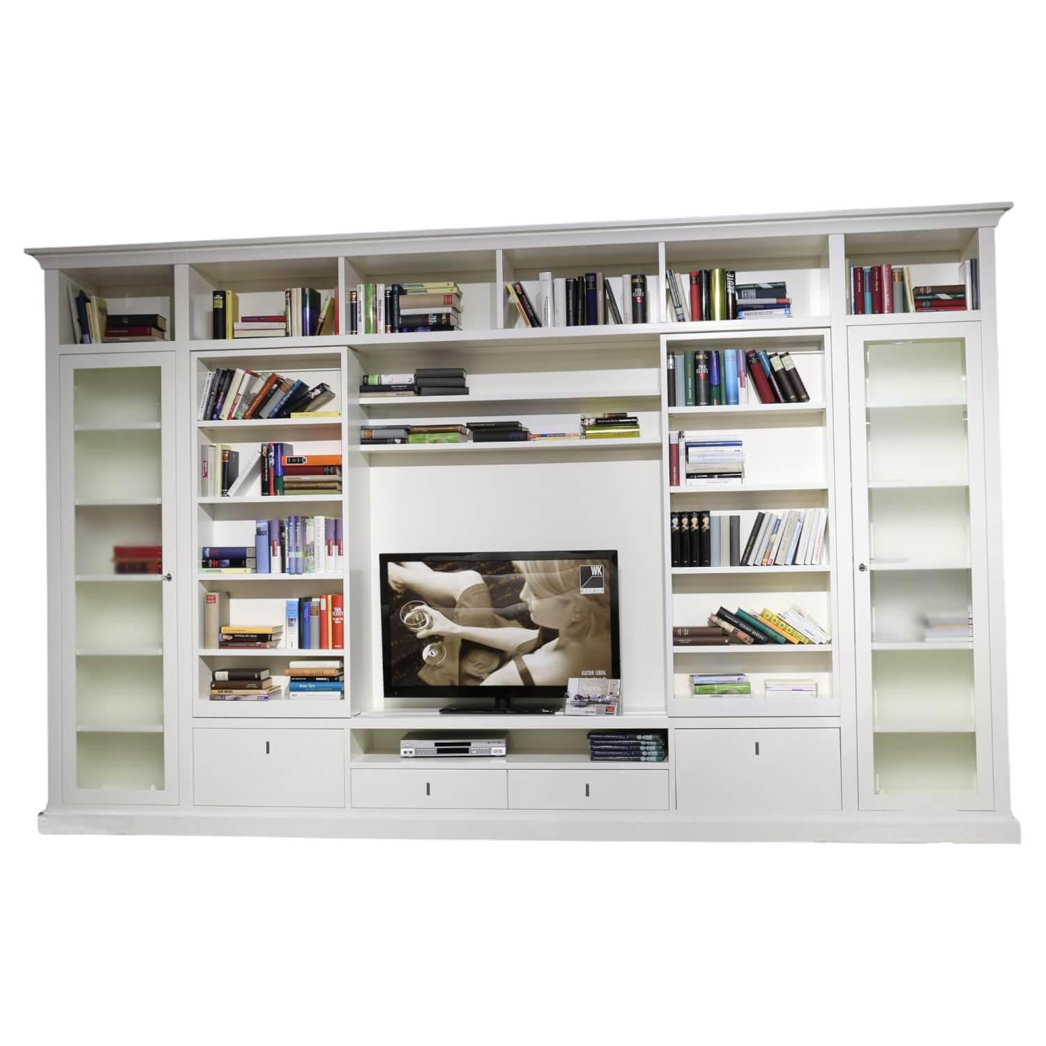 Wohnwand VB01-MS01-S01 Vobis Holz Weiss Lackiert Mit Medienschrank Lack R239 Milk...