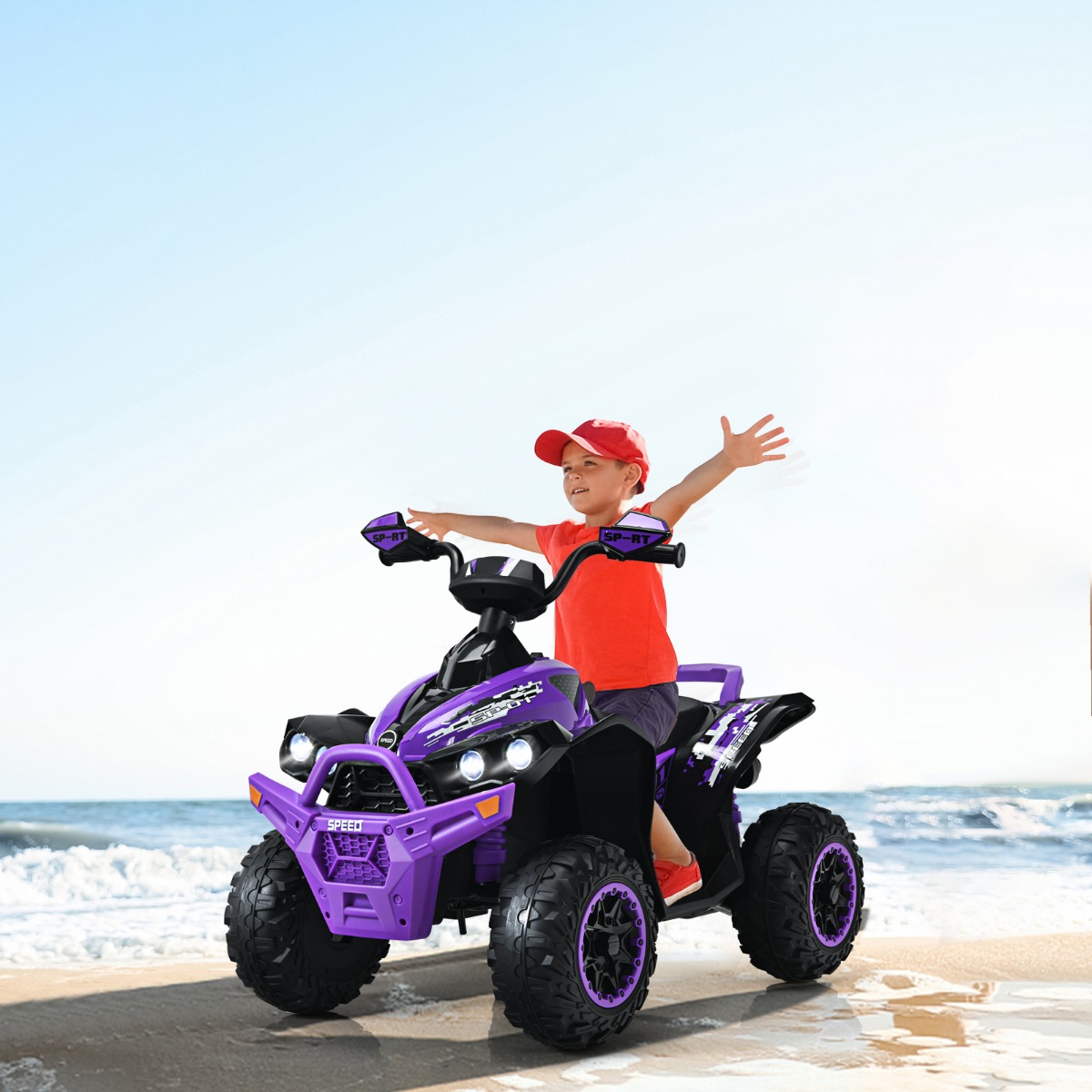 12V Elektro Kinderquad mit Musik Hupe und LED Scheinwerfer Elektroquad Lila
