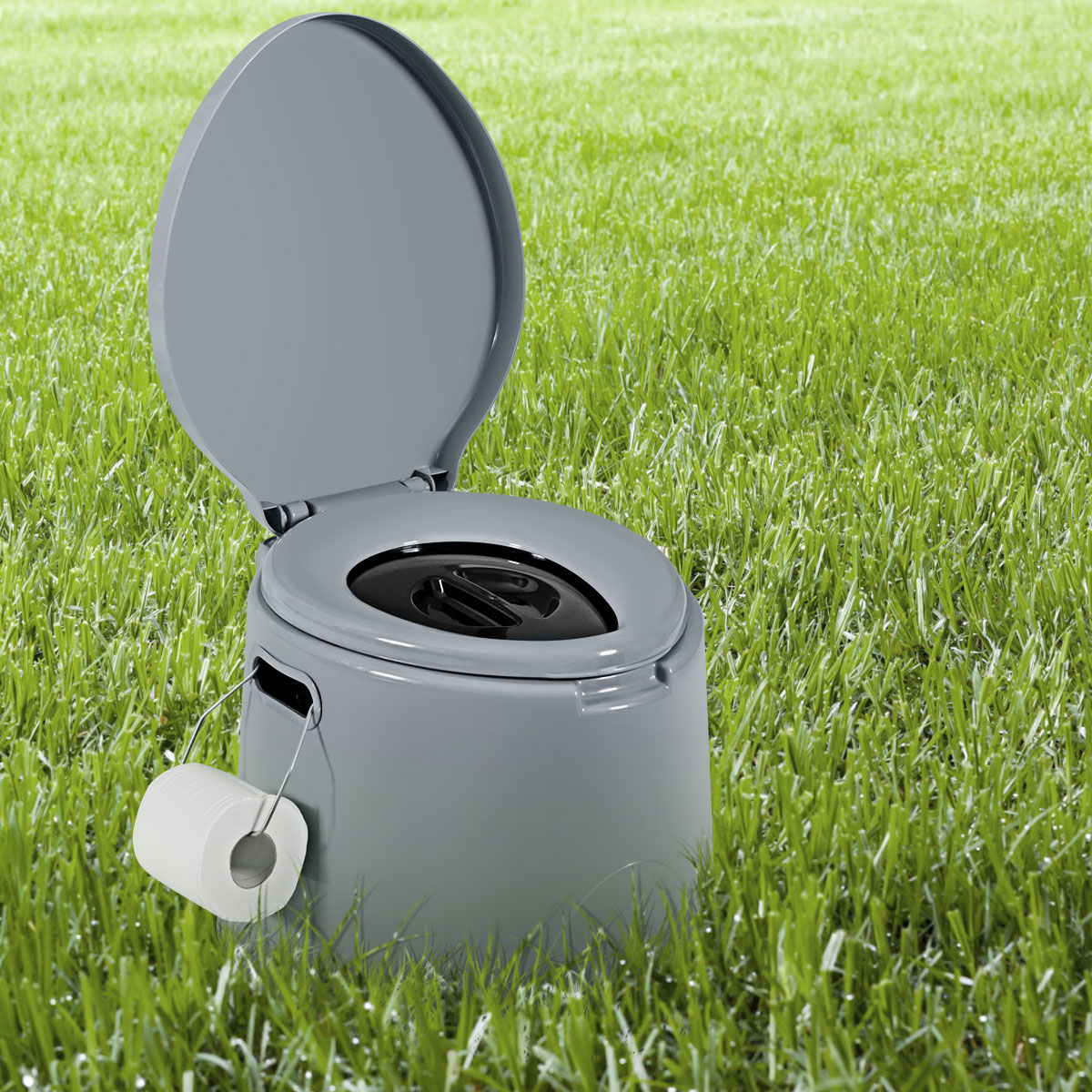 Campingtoilette tragbar Reisetoilette Mobile Toilette mit Abnehmbarem Eimereinsatz Grau