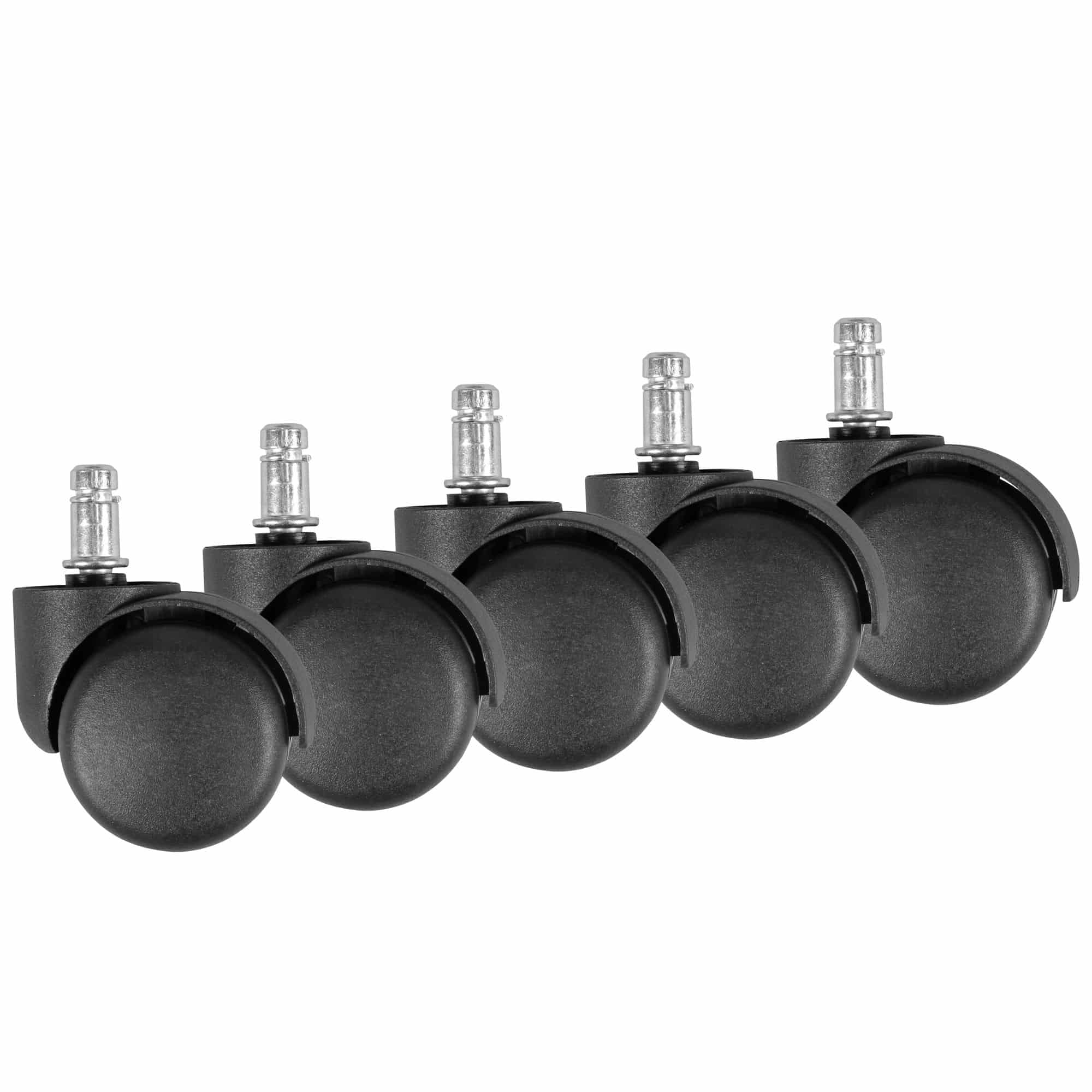 5er Set gebremste Weichboden-Rollen für Bürostuhl 11 mm Stift / Durchmesser 50 mm