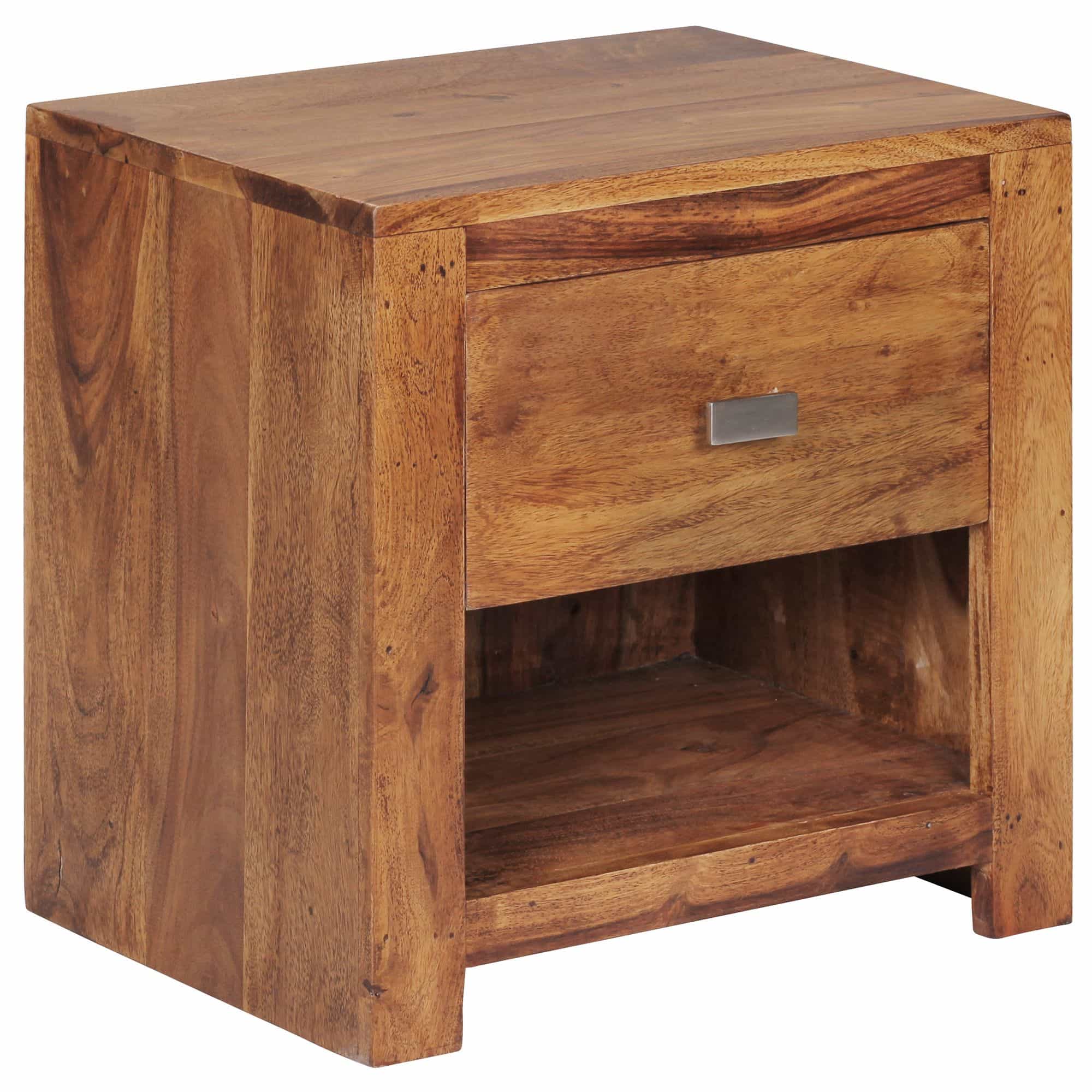Nachttisch MUMBAI aus Sheesham Massiv-Holz 40 x 40 x 30 cm