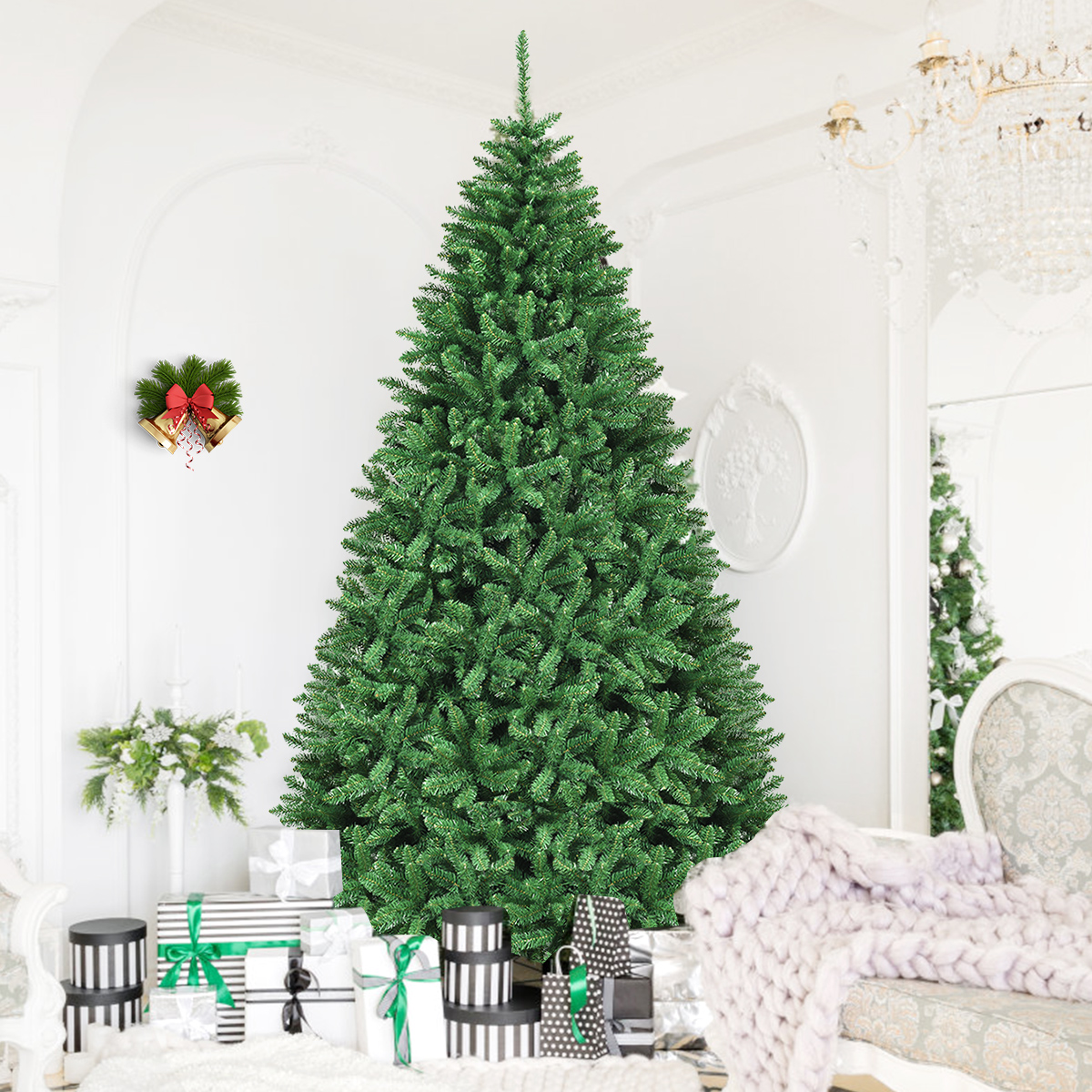 275 cm Künstlicher Weihnachtsbaum Tannenbaum Metallständer Kunstbaum mit 3594 Spitzen