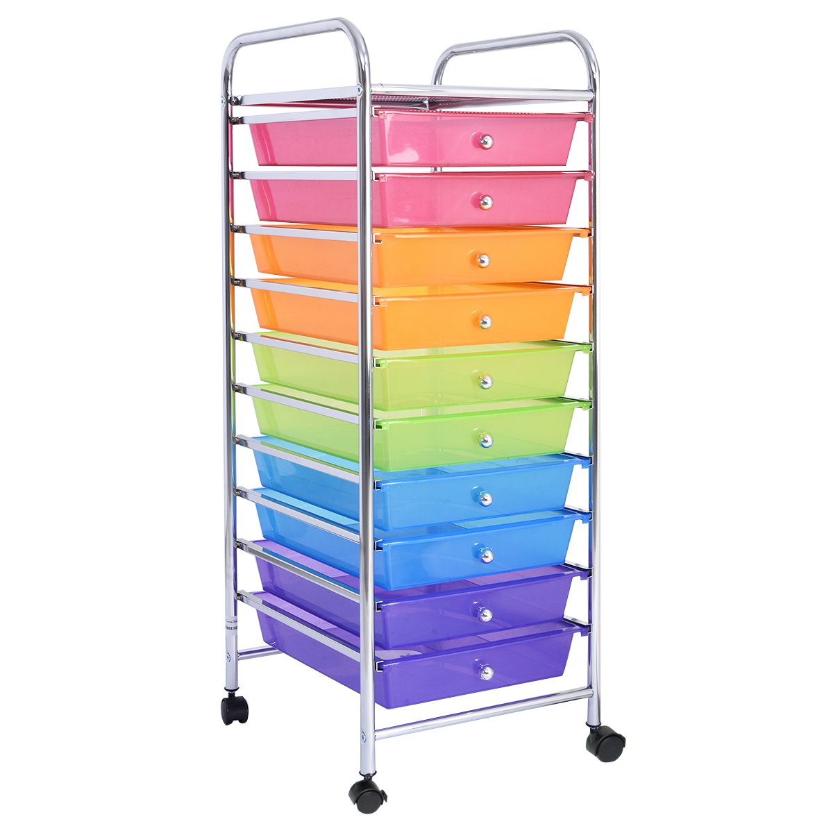 Rollwagen mit Schubladen Rollcontainer Badrollwagen Badtrolley mit 10 stapelbaren Schubladen-bunt
